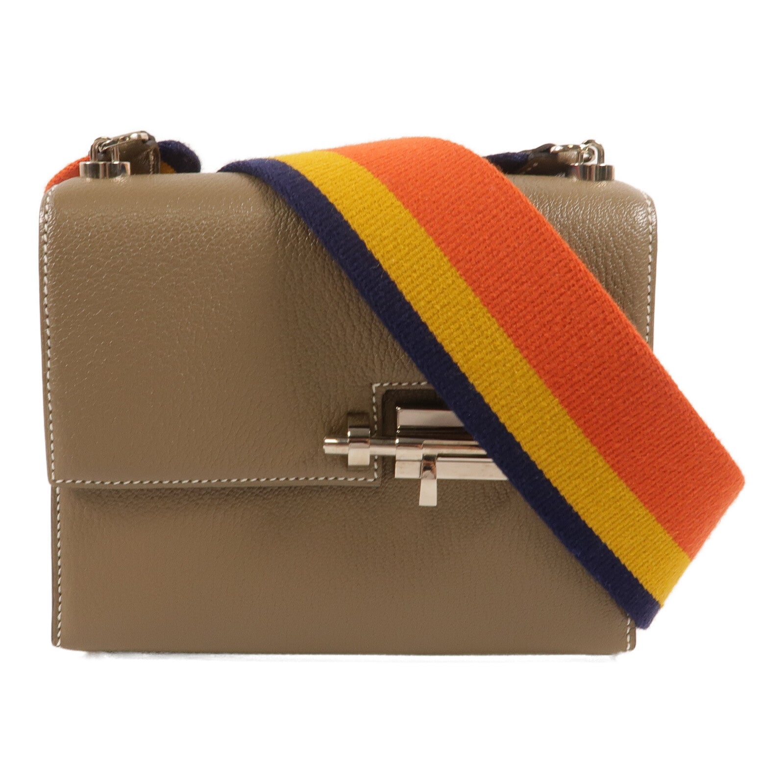 HERMES Chevre皮革Mini Verrou肩背包Etoupe