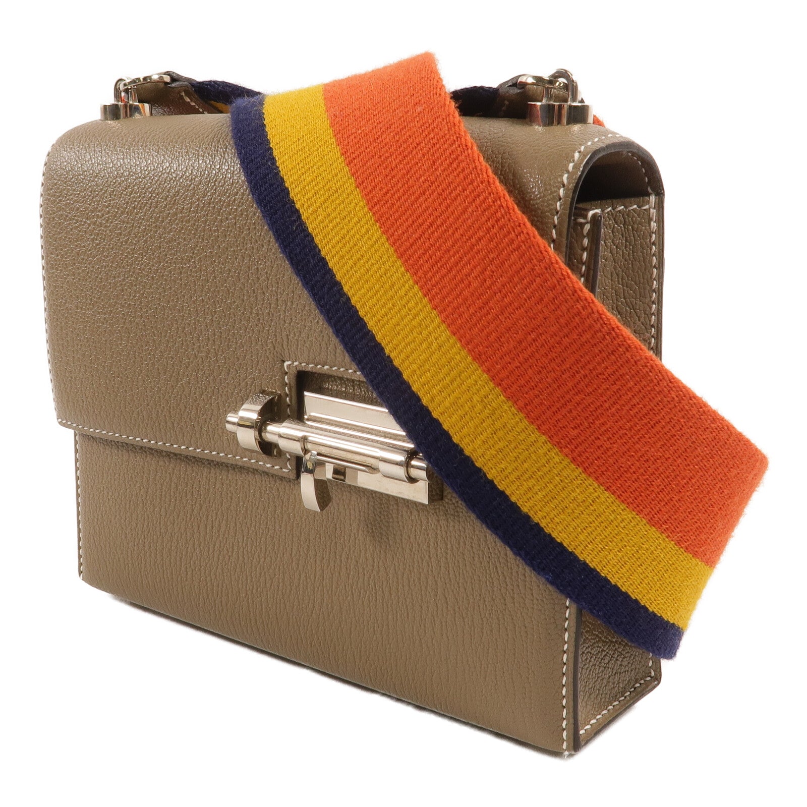HERMES Chevre皮革Mini Verrou肩背包Etoupe