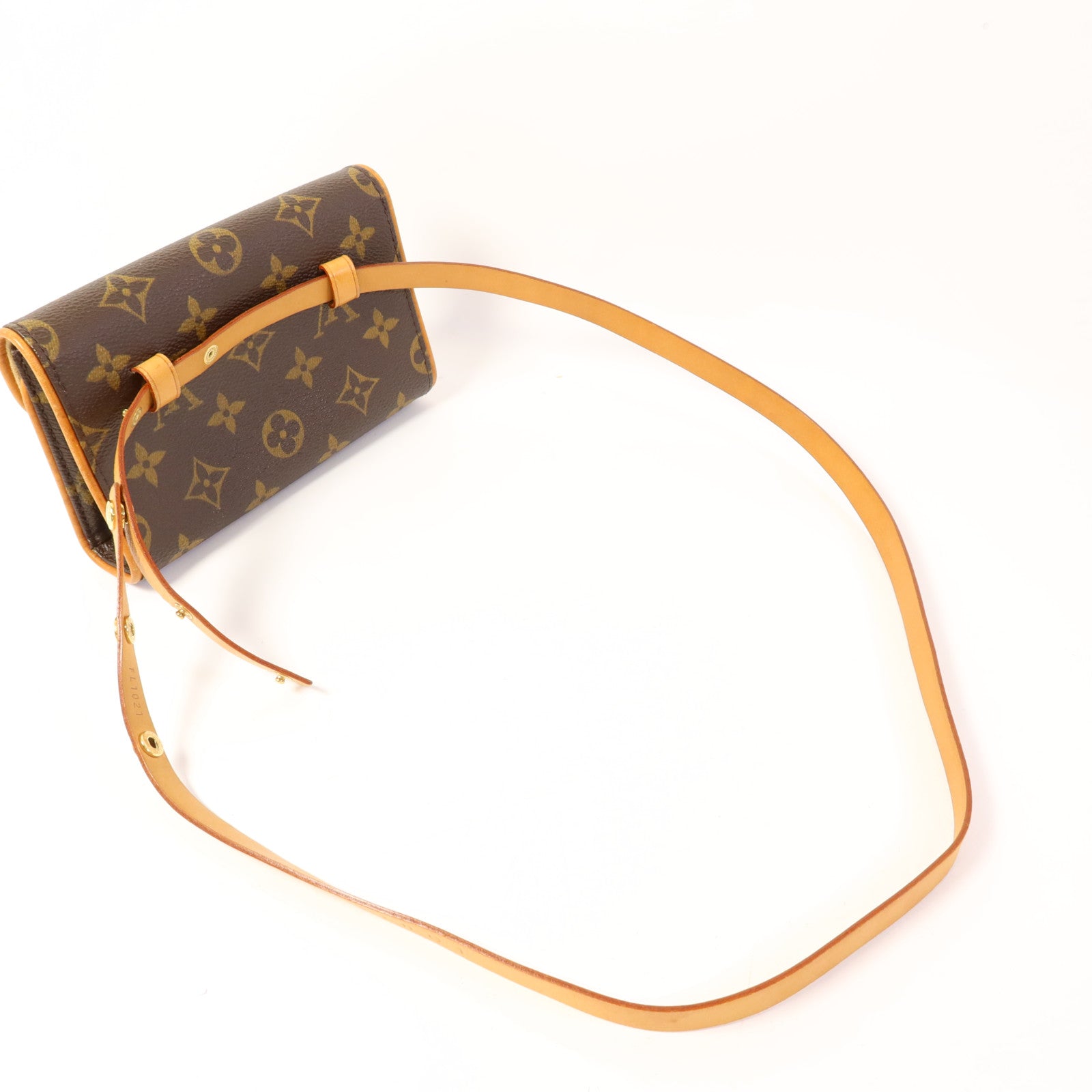 LOUIS VUITTON Monogram Pochette Florentine金扣腰包棕色