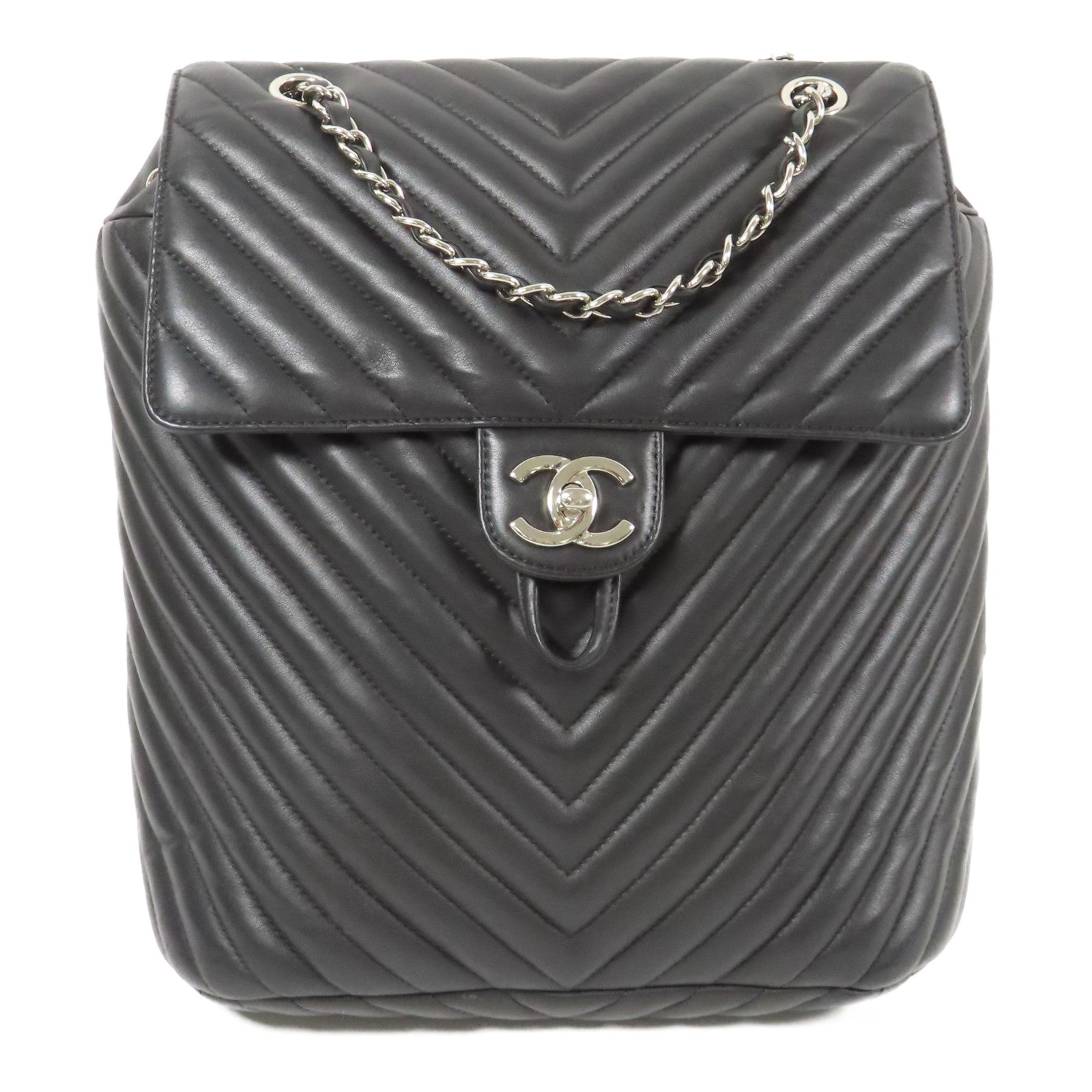 CHANEL 牛皮皮革Urban Spirit Backpack銀扣背包