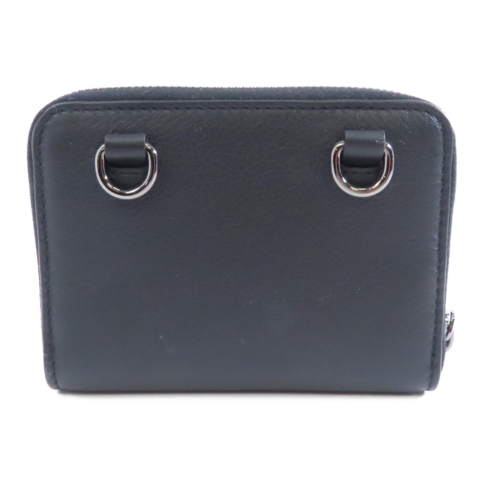 Valentino 【激減優惠】牛皮皮革Neck Wallet銀扣零錢包黑色