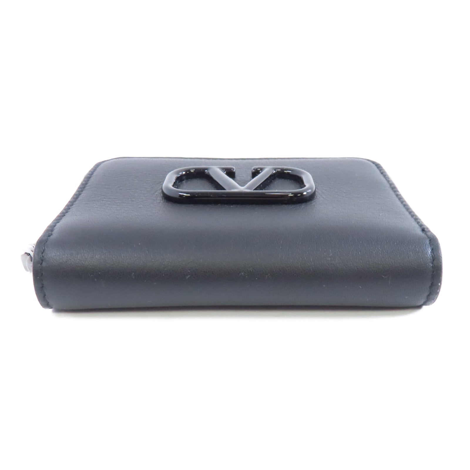 Valentino 【激減優惠】牛皮皮革Neck Wallet銀扣零錢包黑色