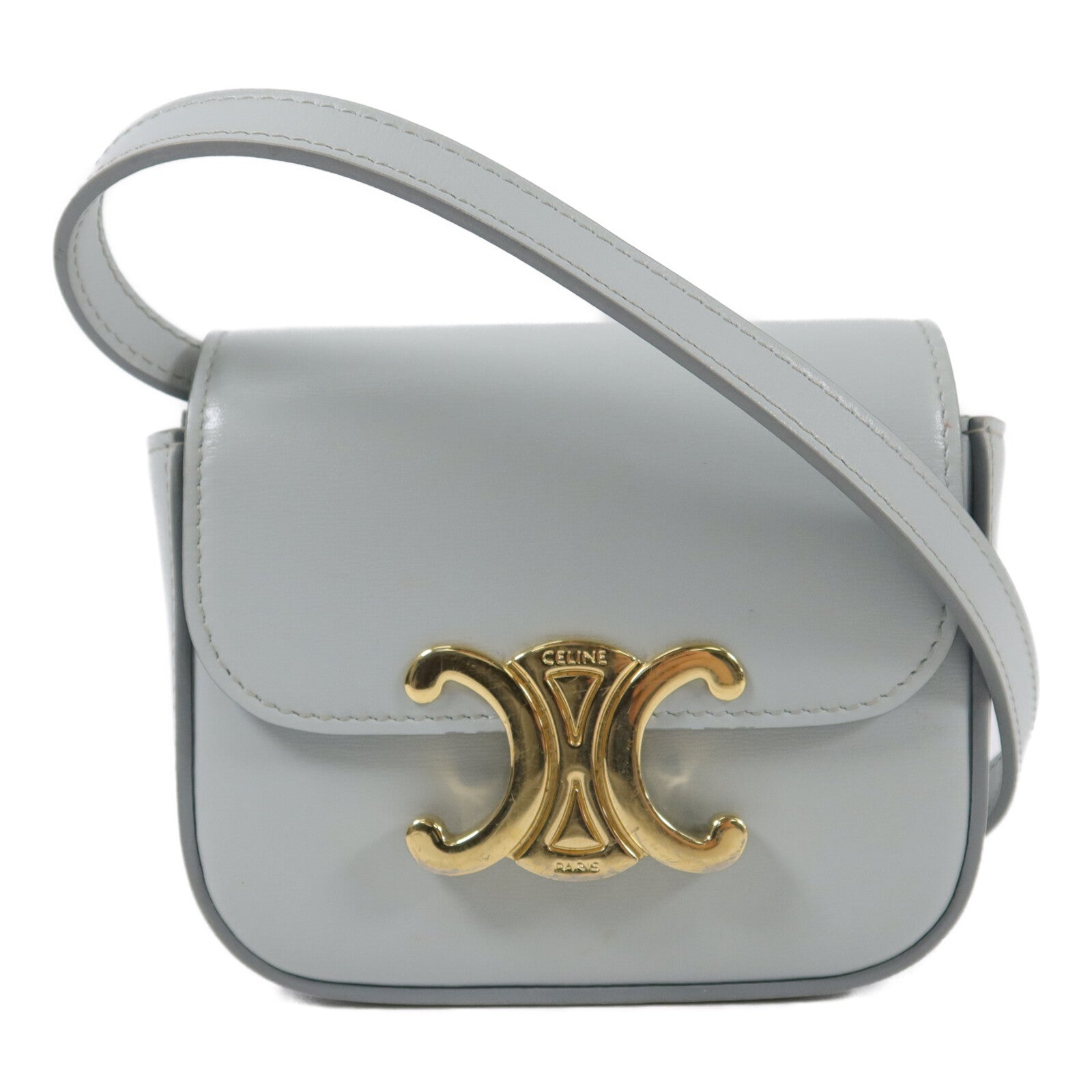 CELINE 牛皮皮革Mini Triomphe肩背袋