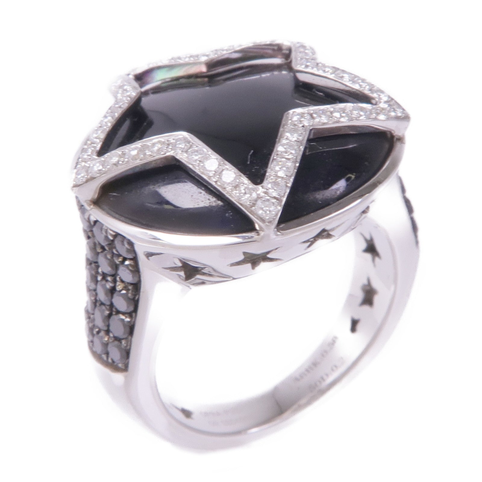 JEWELRY 18K白金/黑鑽/貝殼Diamond Ring鑽石戒指US#5.5