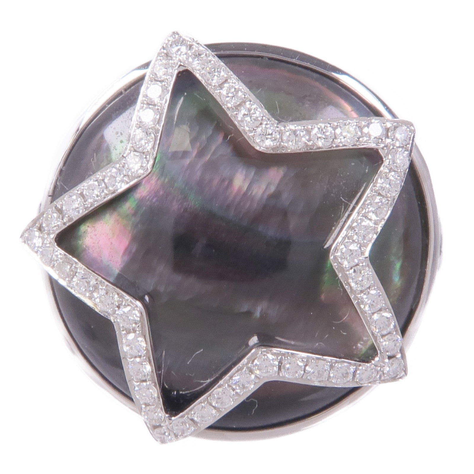 JEWELRY 18K白金/黑鑽/貝殼Diamond Ring鑽石戒指US#5.5