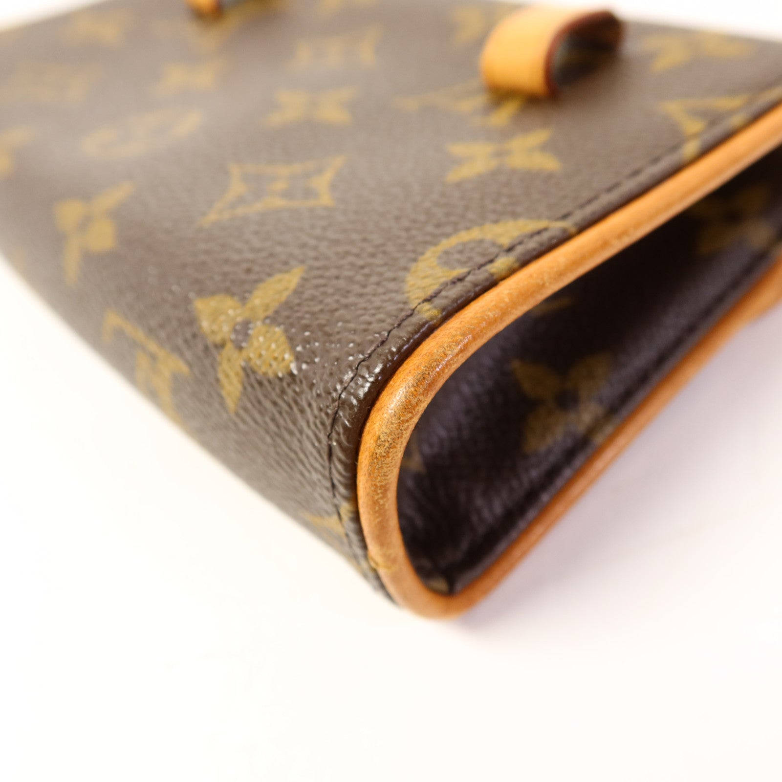 LOUIS VUITTON Monogram Pochette Florentine金扣腰包棕色