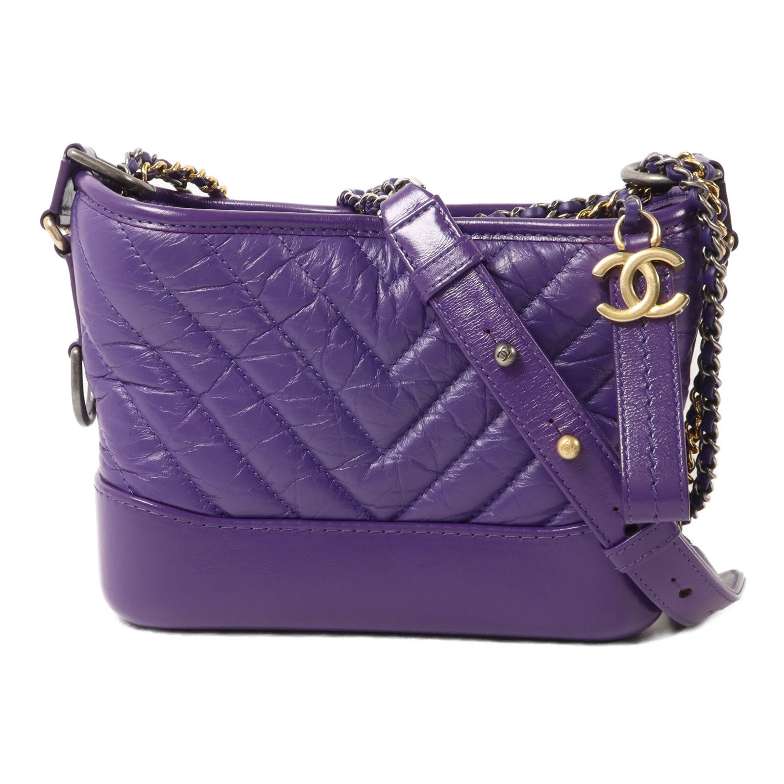 CHANEL 牛皮皮革Gabrielle Small Chevron鏈帶肩背袋