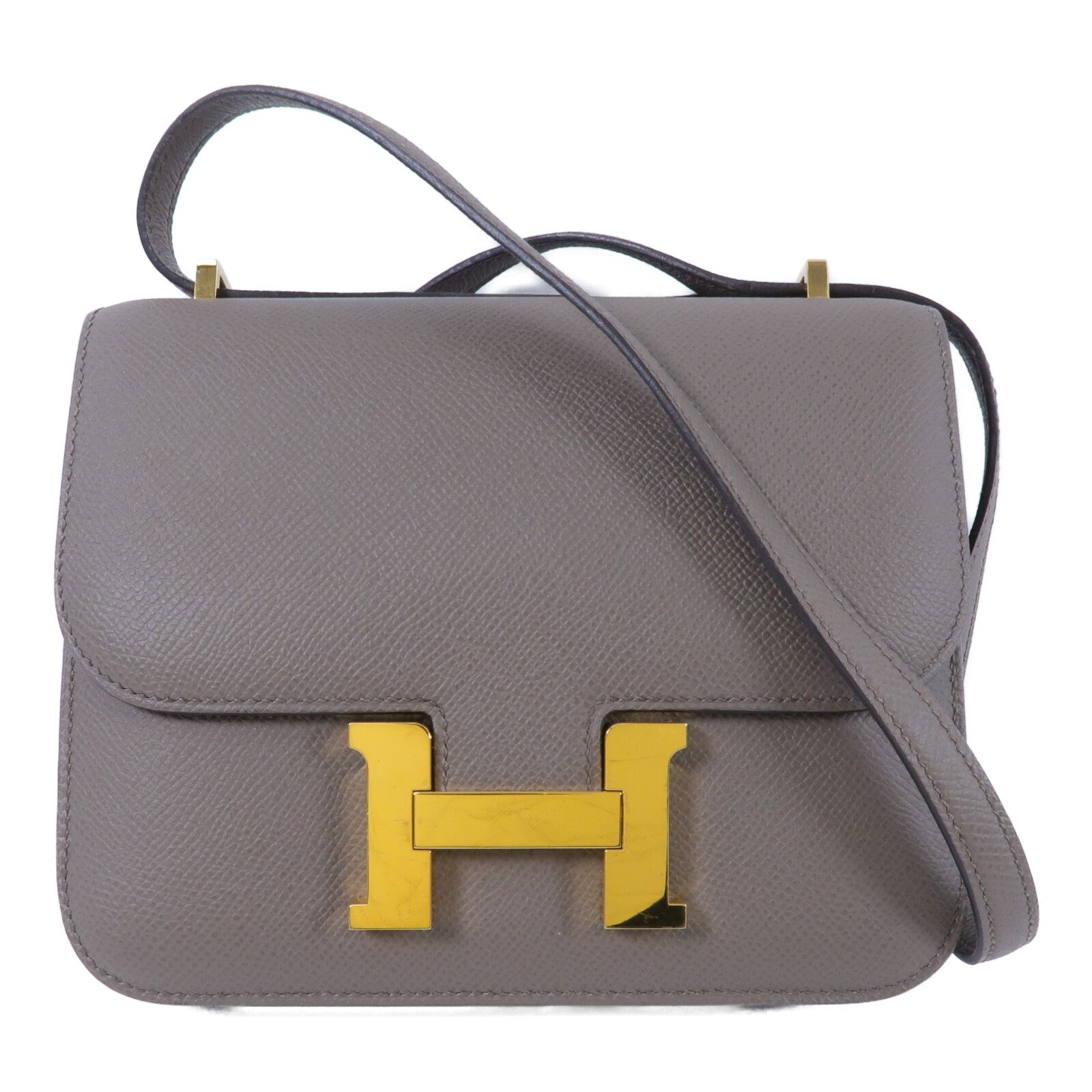 HERMES Epsom皮革Constance Mini肩背袋Etain