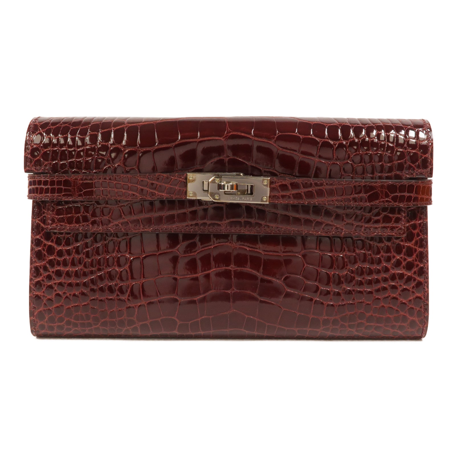 HERMES Alligator皮革Kelly Long Wallet長錢包Bourgogne