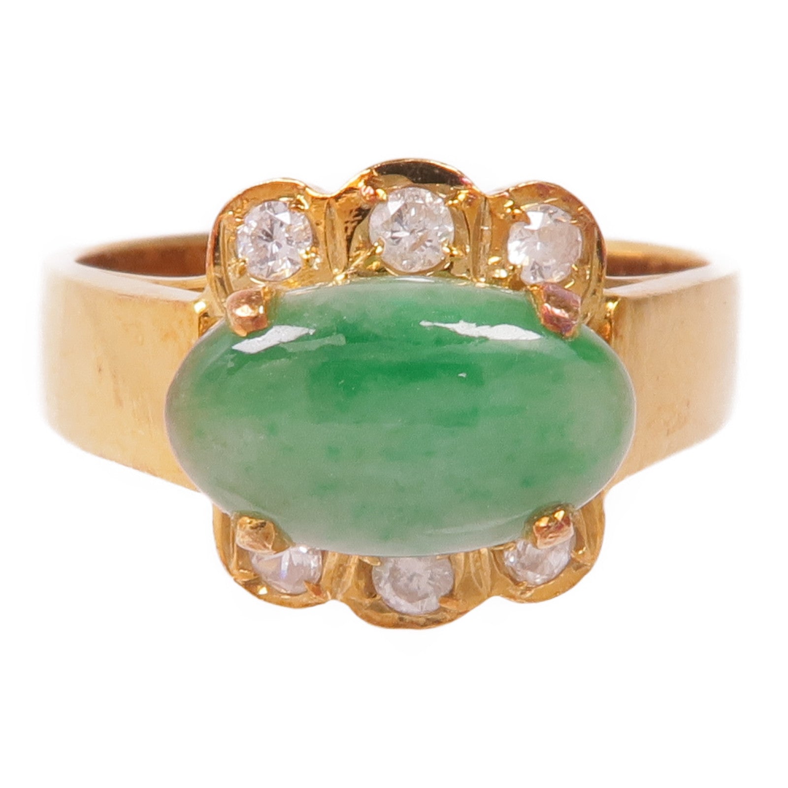 JEWELRY 18K黃金Jade Diamond Ring翡翠/鑽石戒指US#5