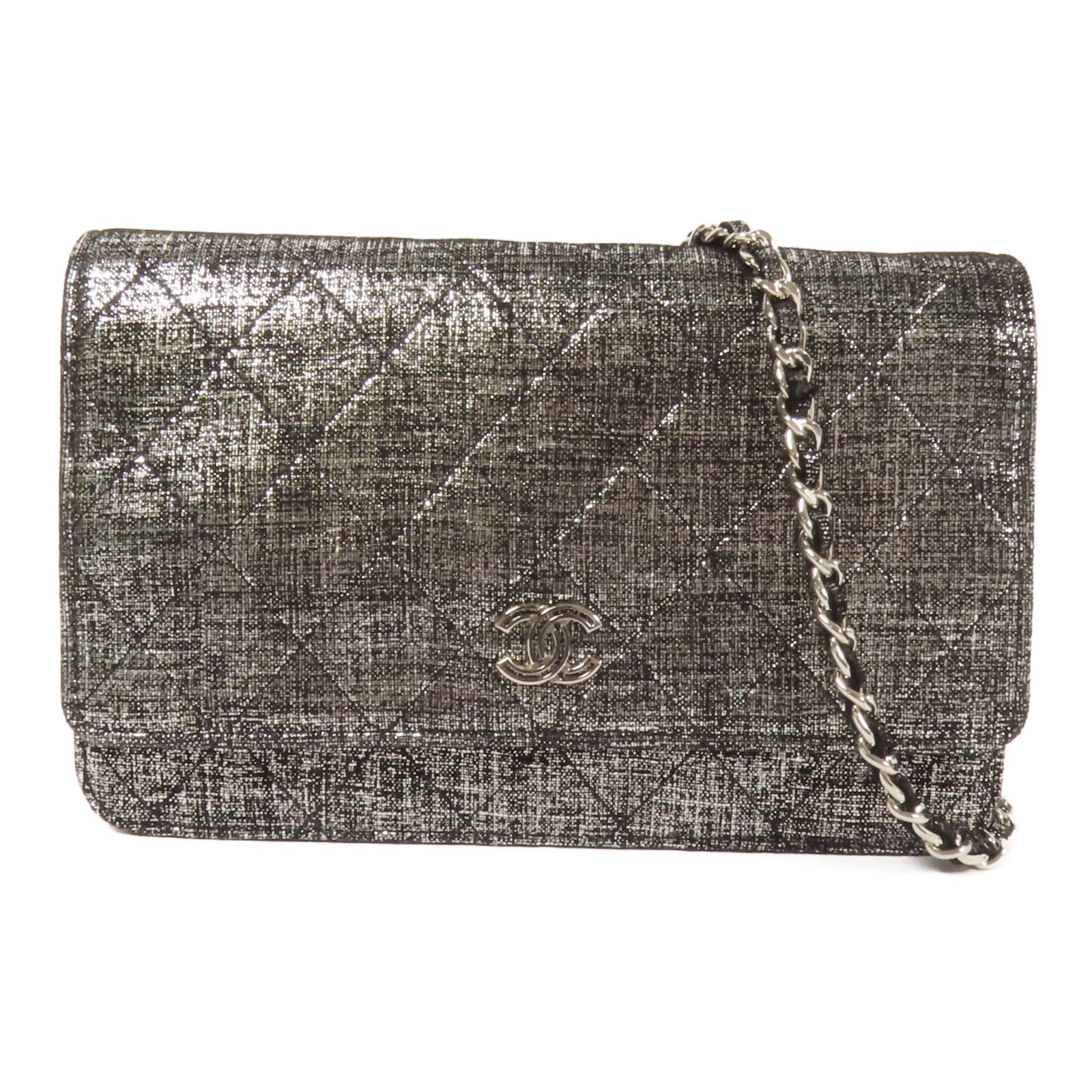 CHANEL 帆布WOC Wallet On Chain銀扣鏈帶肩背袋