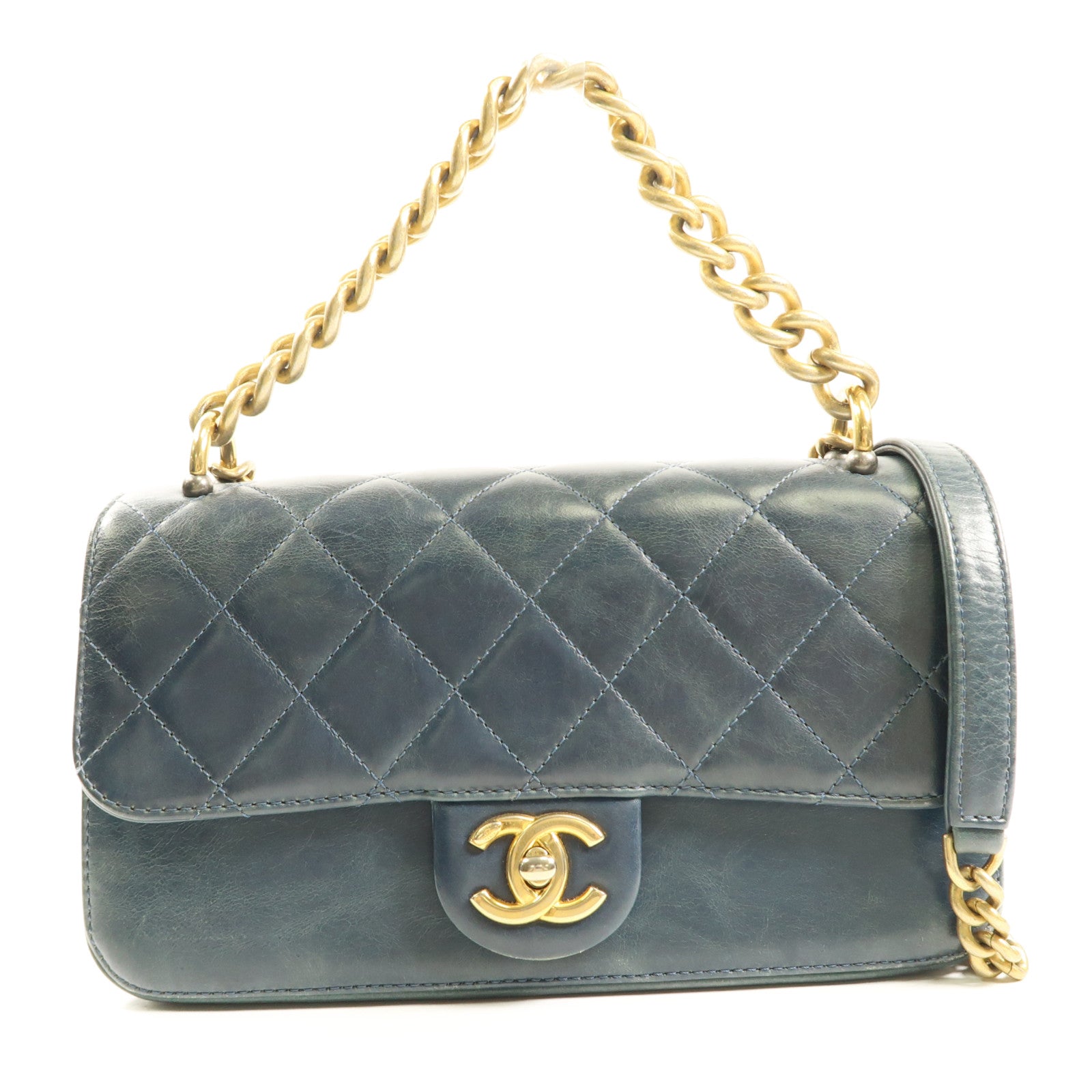 CHANEL 【激減優惠】牛皮皮革Chain Shoulder金扣手挽肩背兩用袋