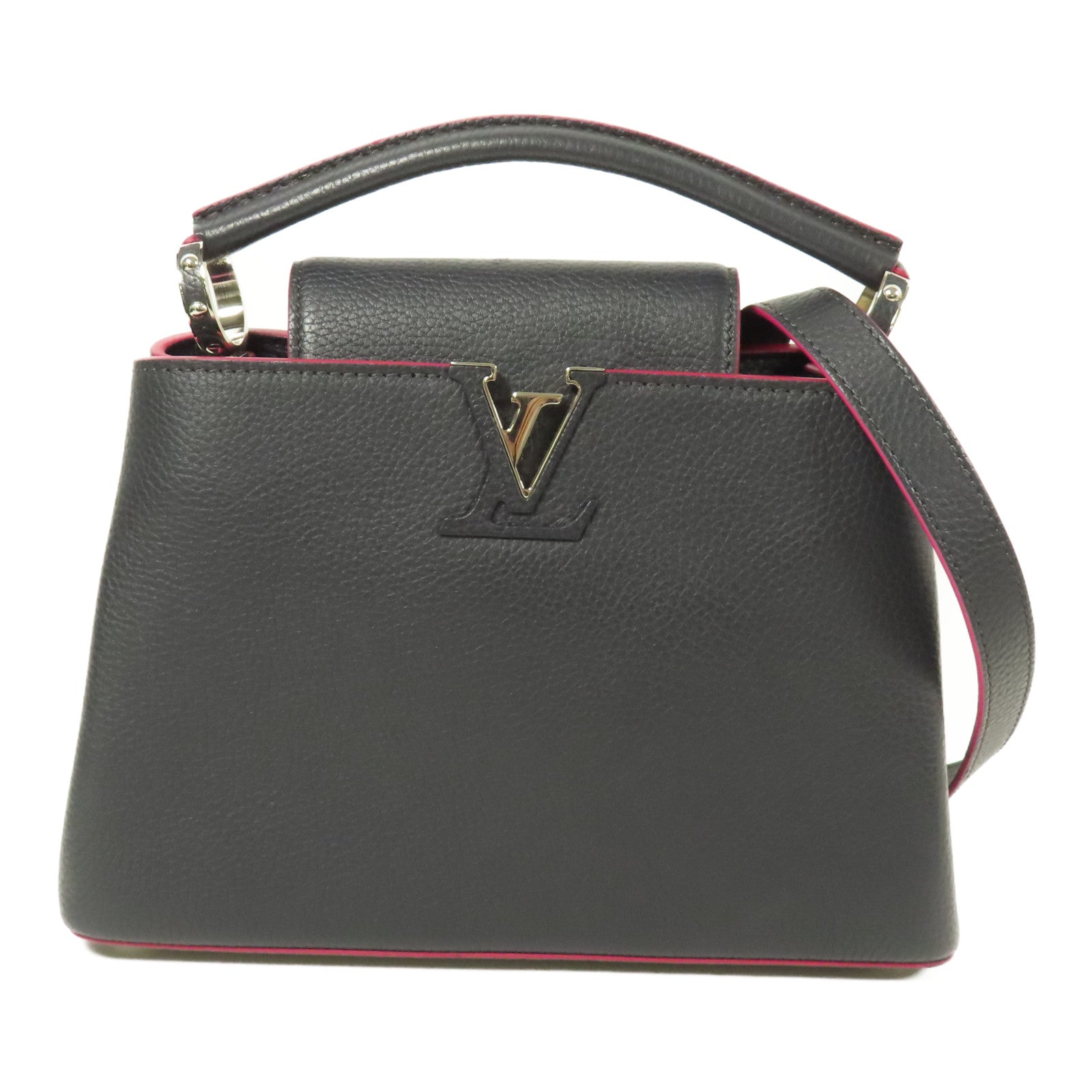 LOUIS VUITTON Taurillon Capucines BB銀扣手挽肩背兩用袋