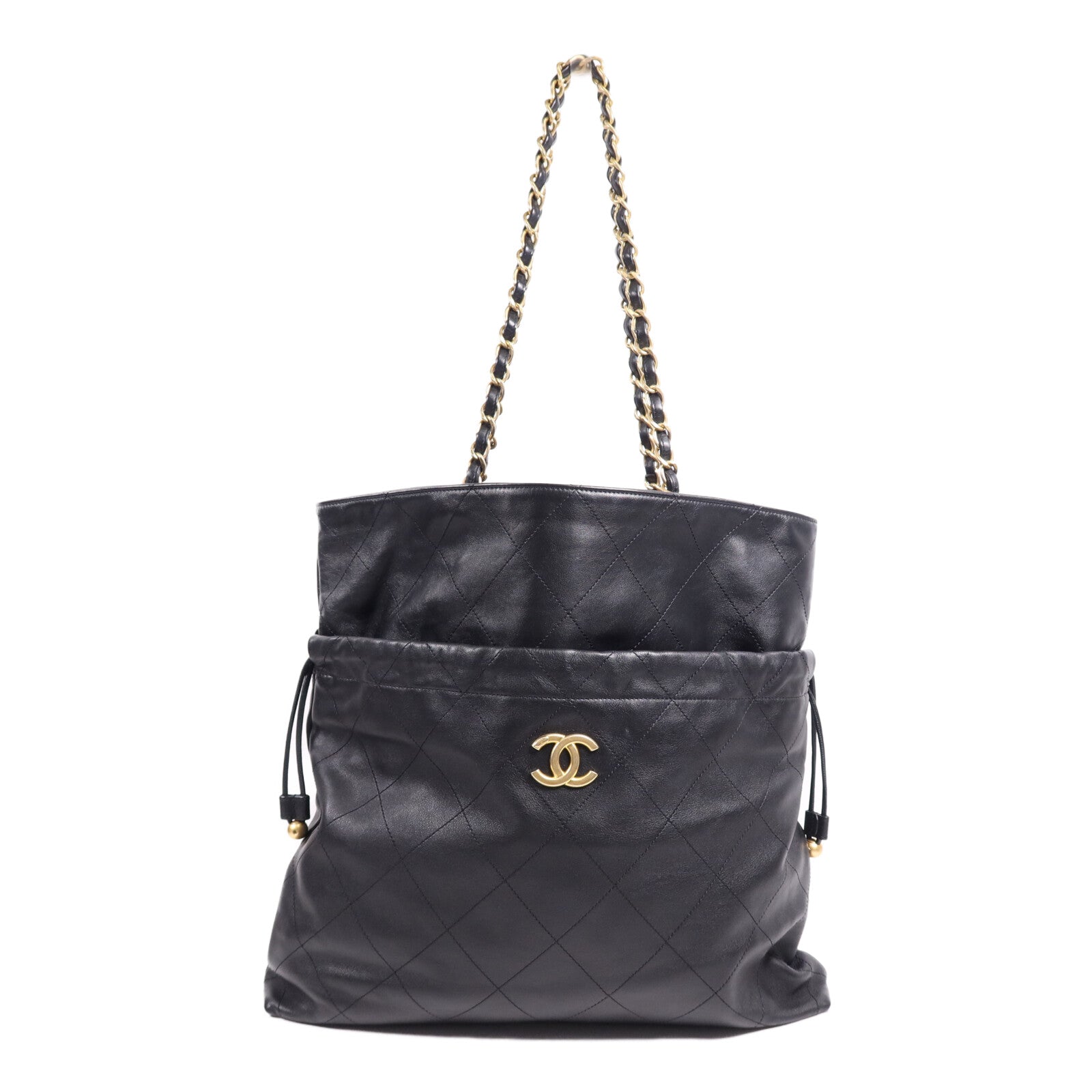 CHANEL 牛皮皮革Tote Bag金扣鏈帶手挽袋