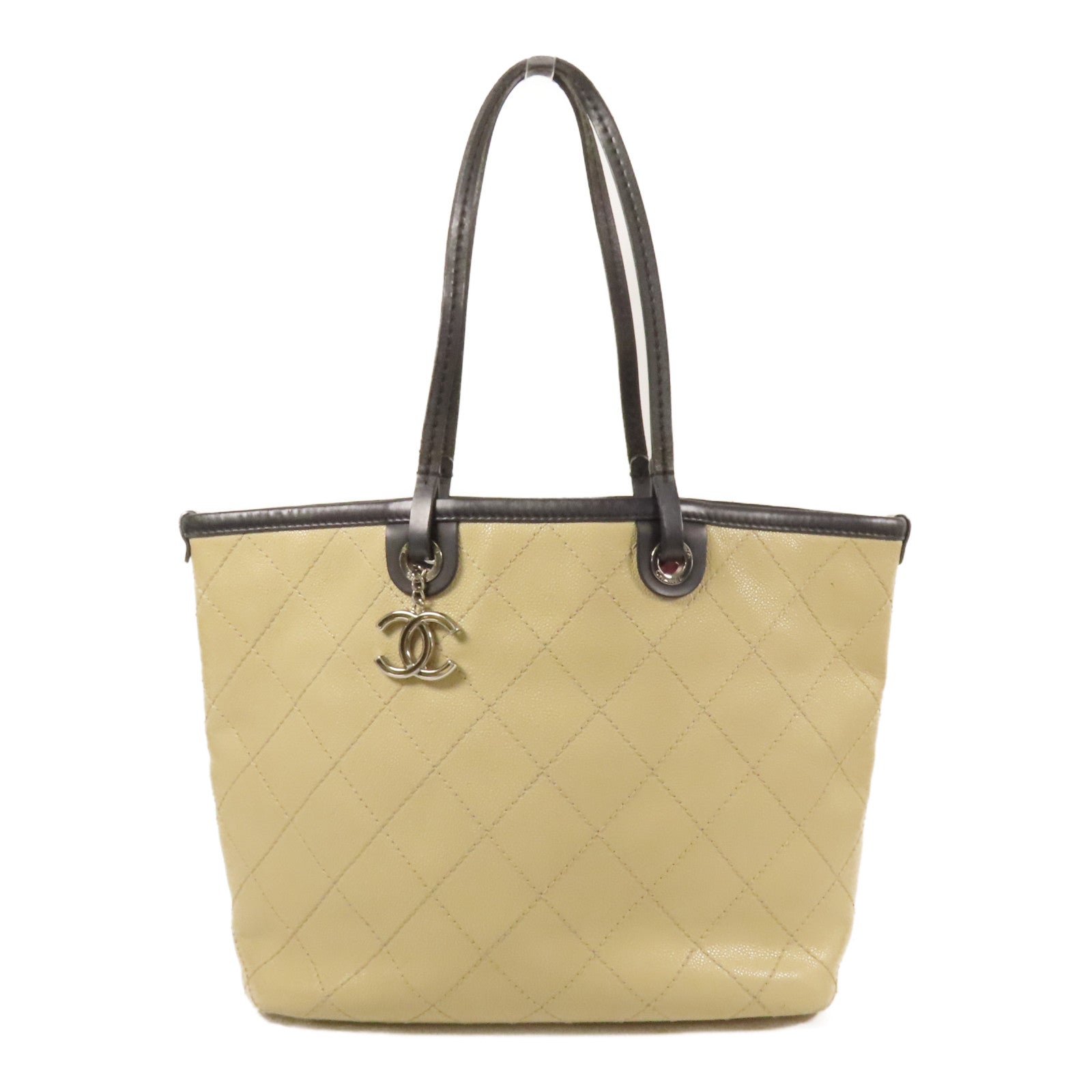 CHANEL 【激減優惠】牛皮皮革Tote Bag銀扣肩背袋