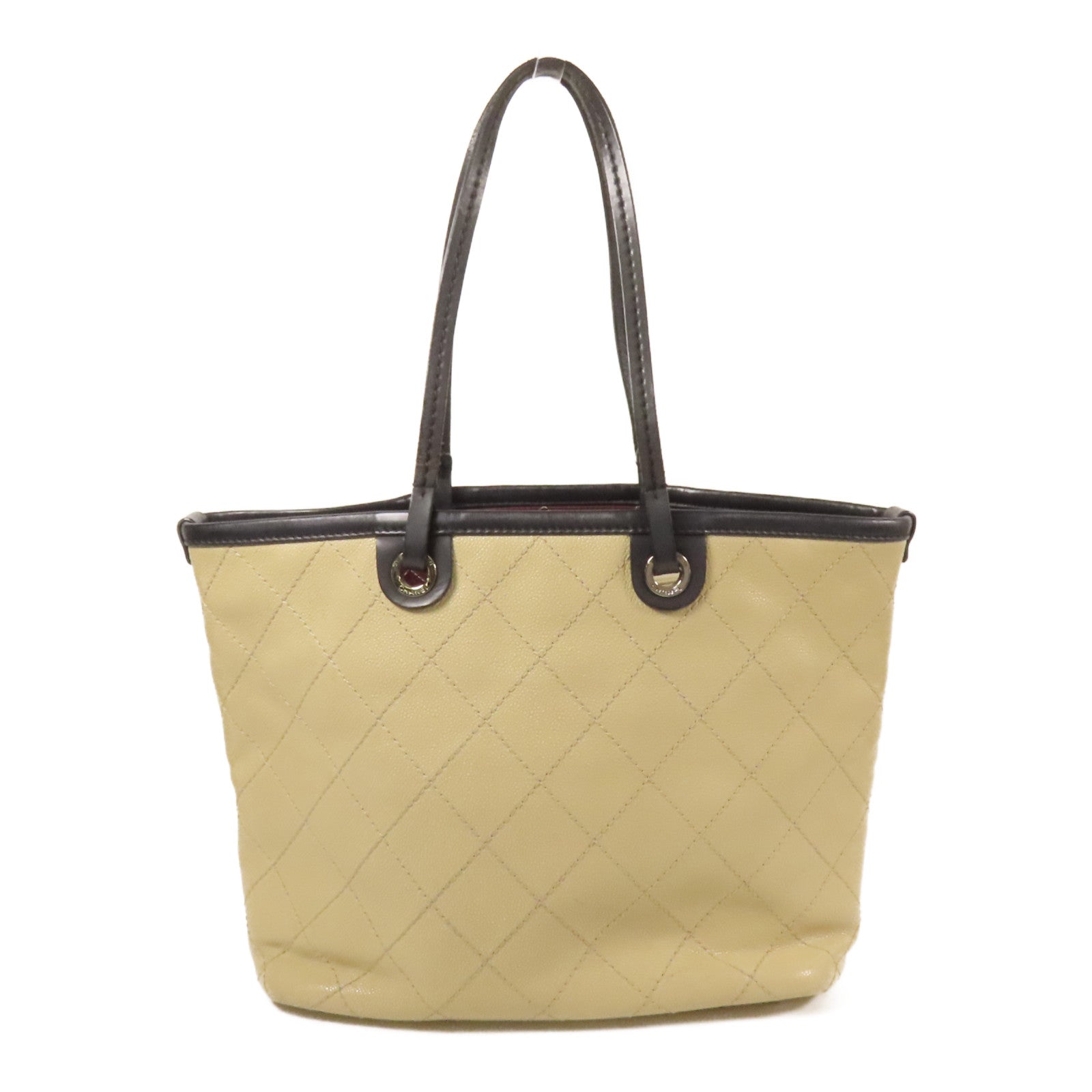 CHANEL 牛皮皮革Tote Bag銀扣肩背袋