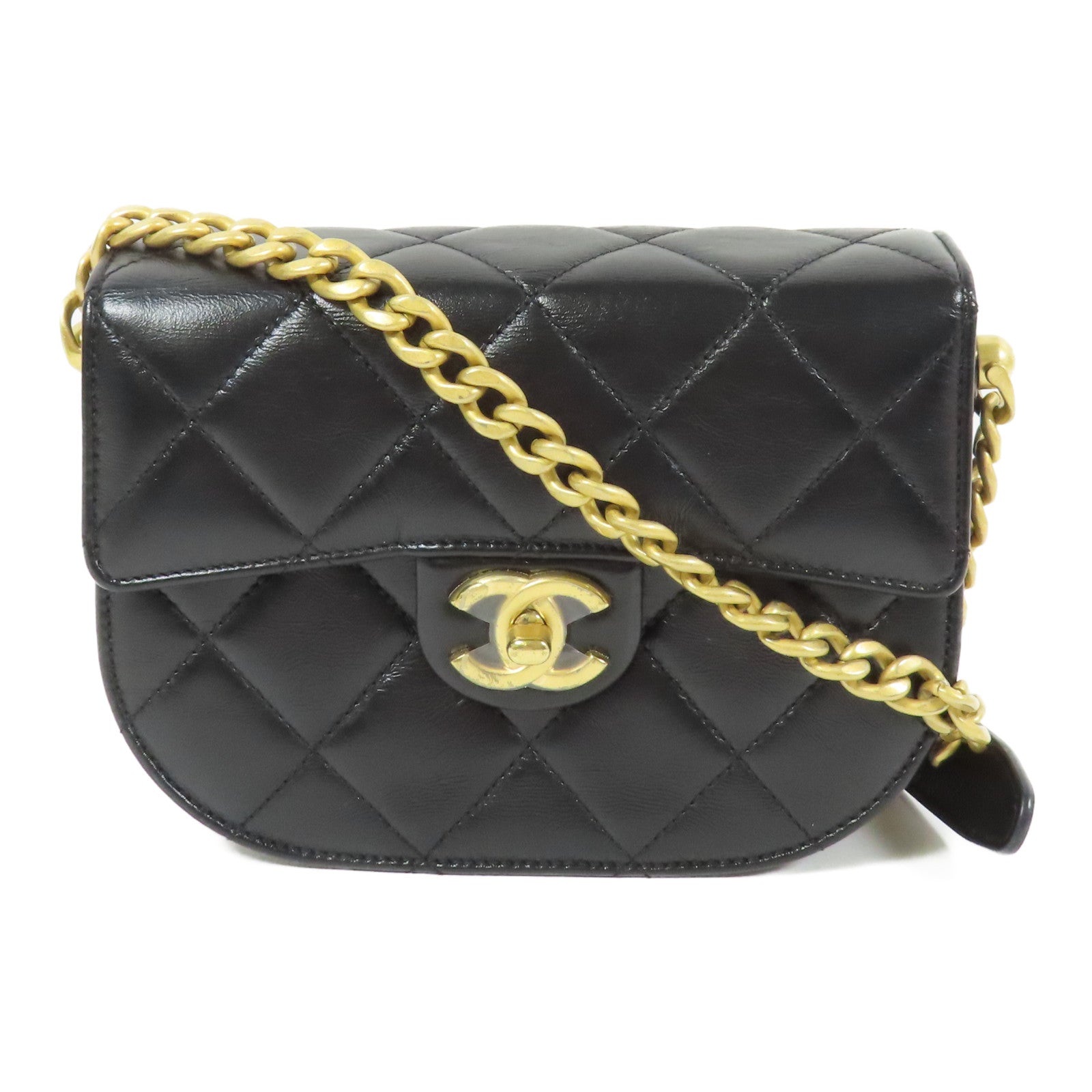 CHANEL 羊皮皮革Mini Messenger Bag金扣肩背袋