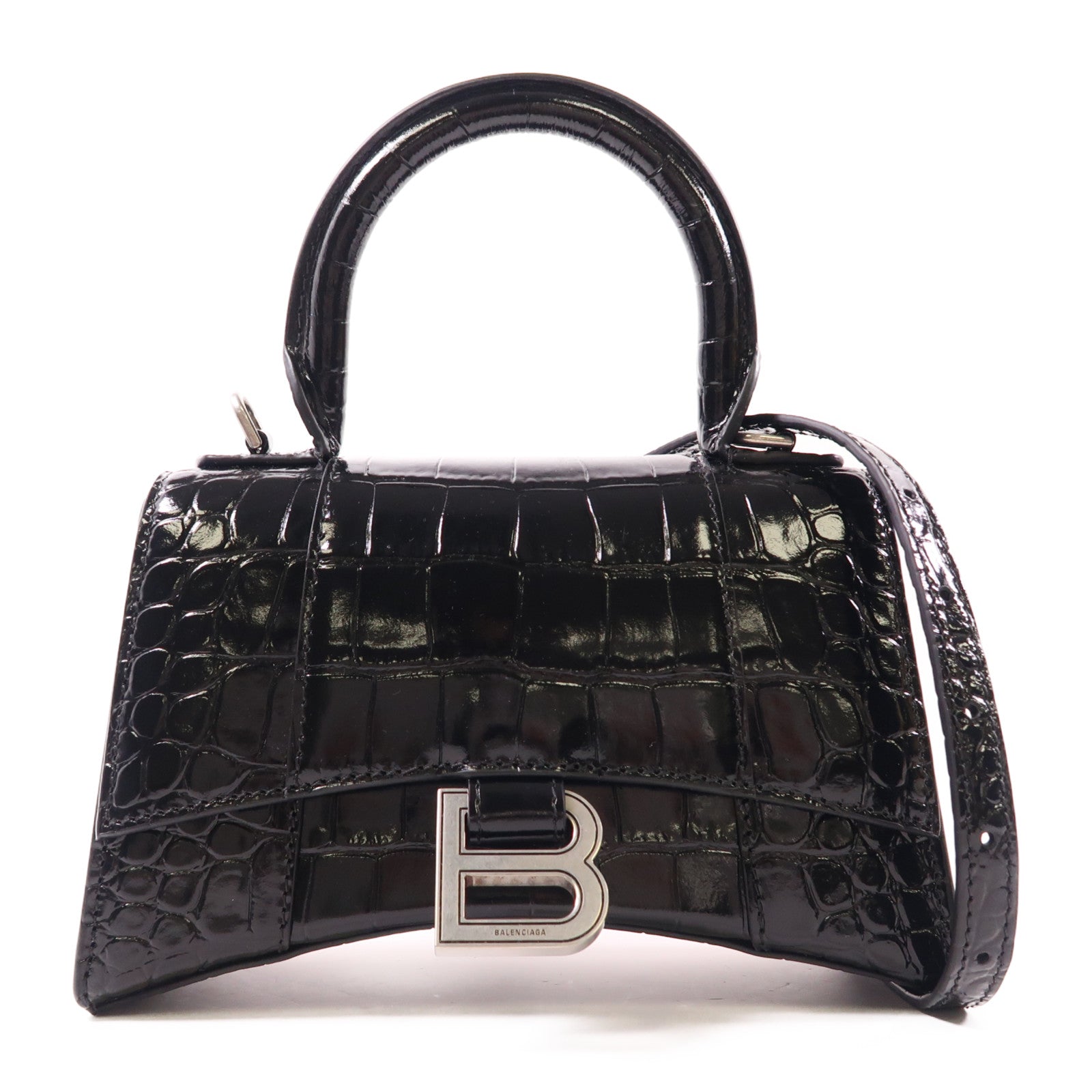 BALENCIAGA 【激減優惠】牛皮皮革Hourglass Top Handle Xs銀扣手挽肩背兩用袋