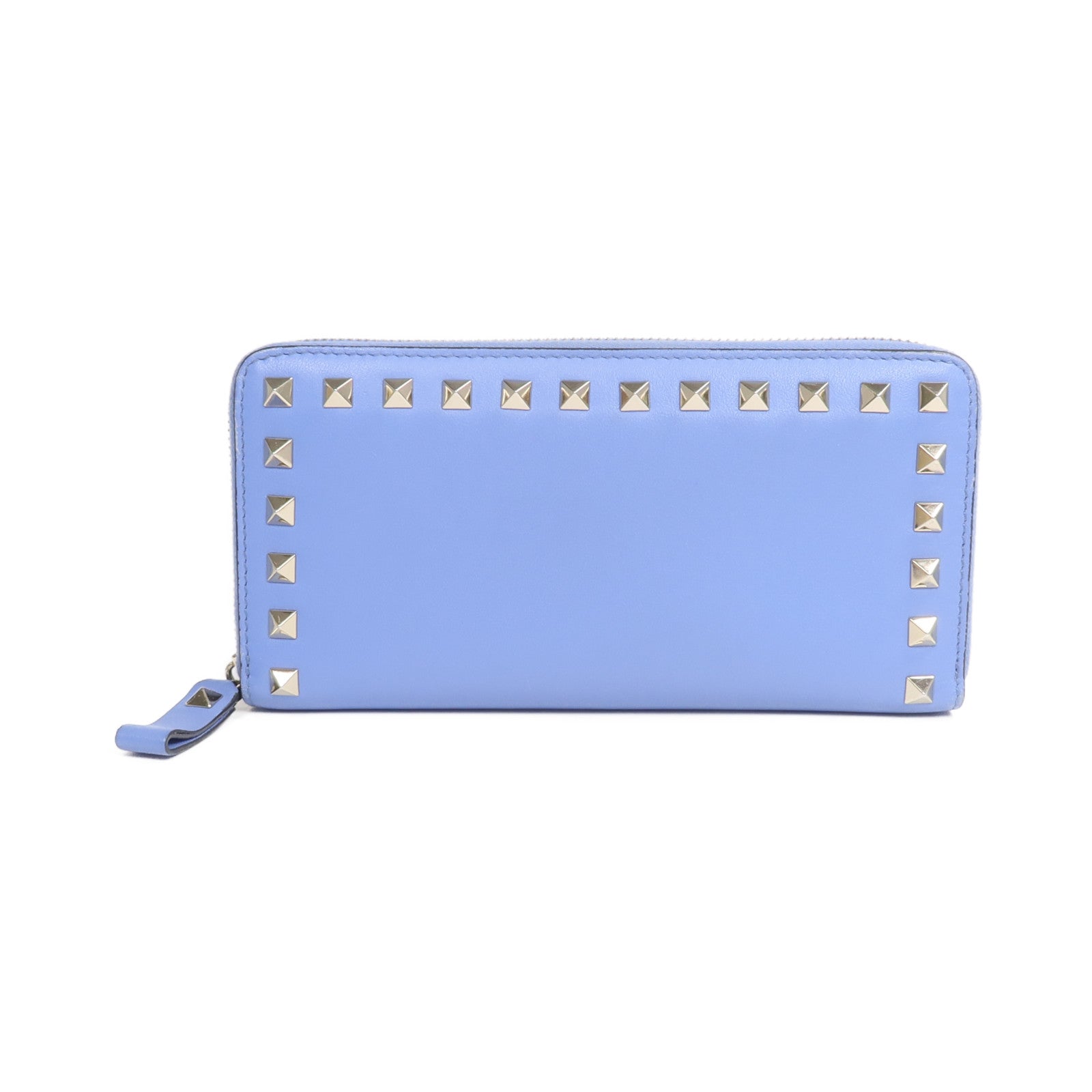 Valentino 【激減優惠】牛皮皮革Rockstud Round Long Wallet金扣拉鏈長錢包
