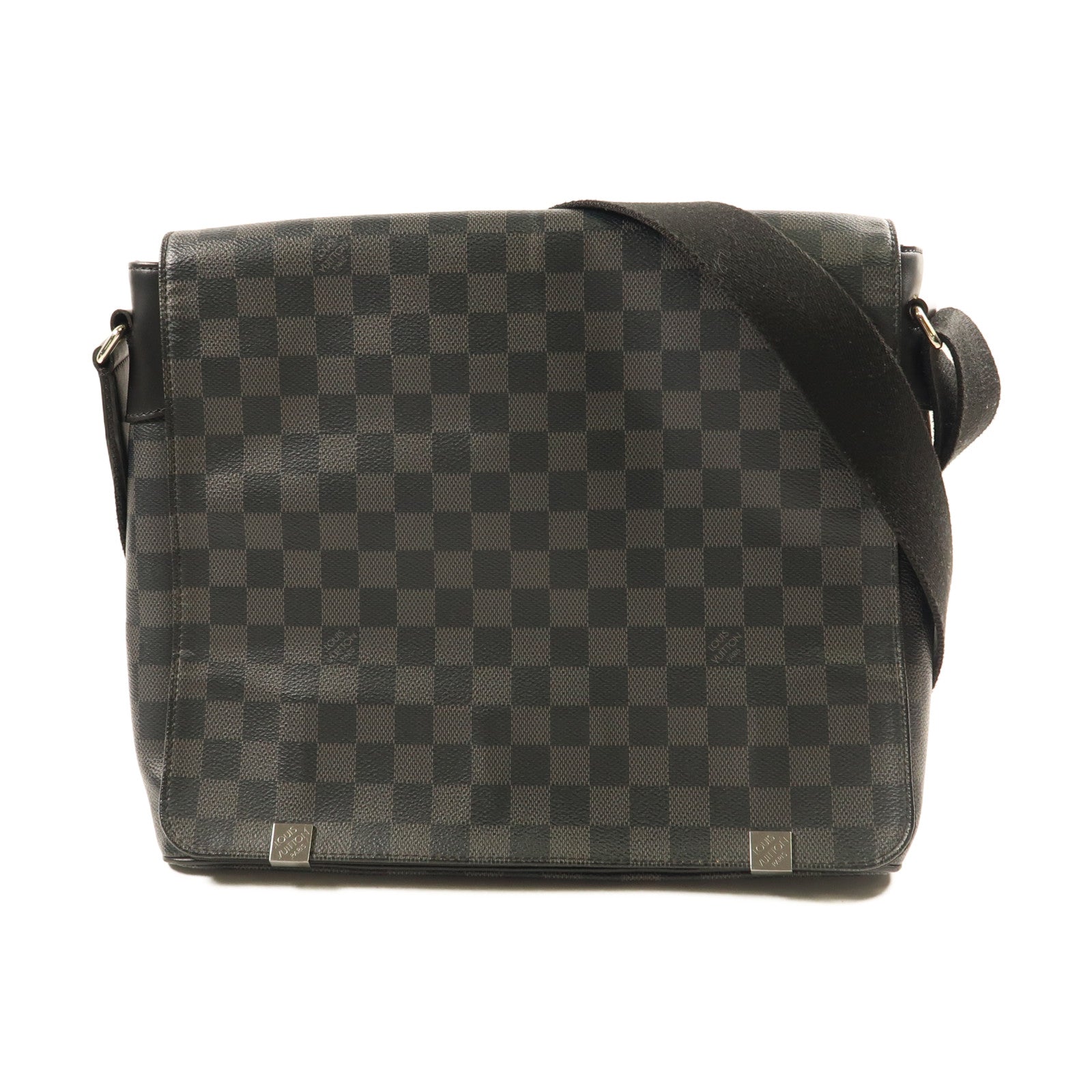 LOUIS VUITTON 【激減優惠】Damier Graphite District MM銀扣肩背袋黑色