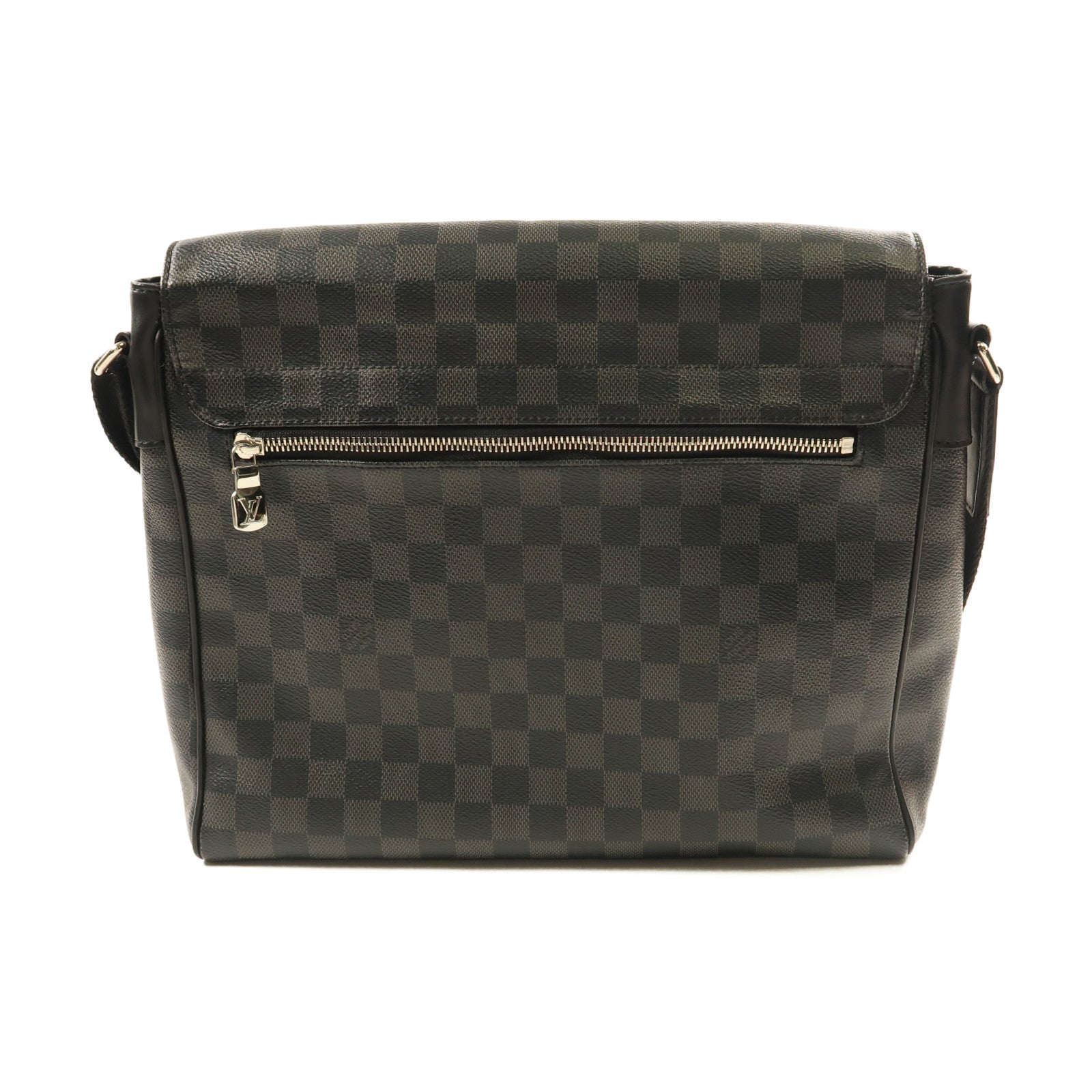 LOUIS VUITTON 【激減優惠】Damier Graphite District MM銀扣肩背袋黑色