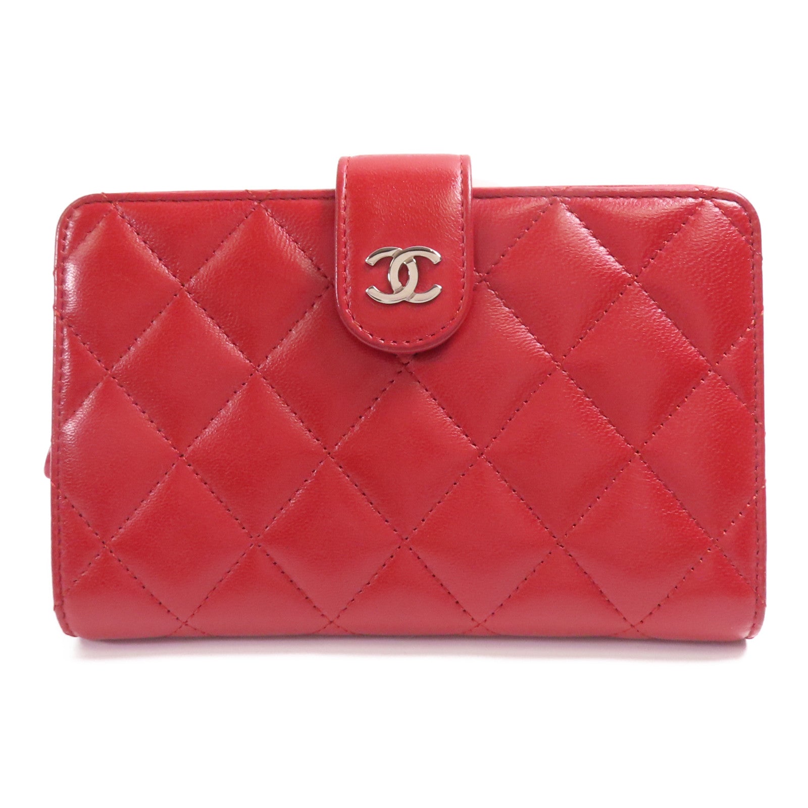 CHANEL 羊皮皮革Wallet銀扣錢包