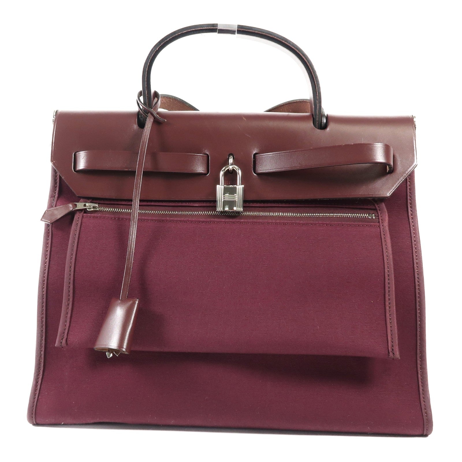 HERMES 帆布Herbag PM銀扣手挽肩背兩用袋