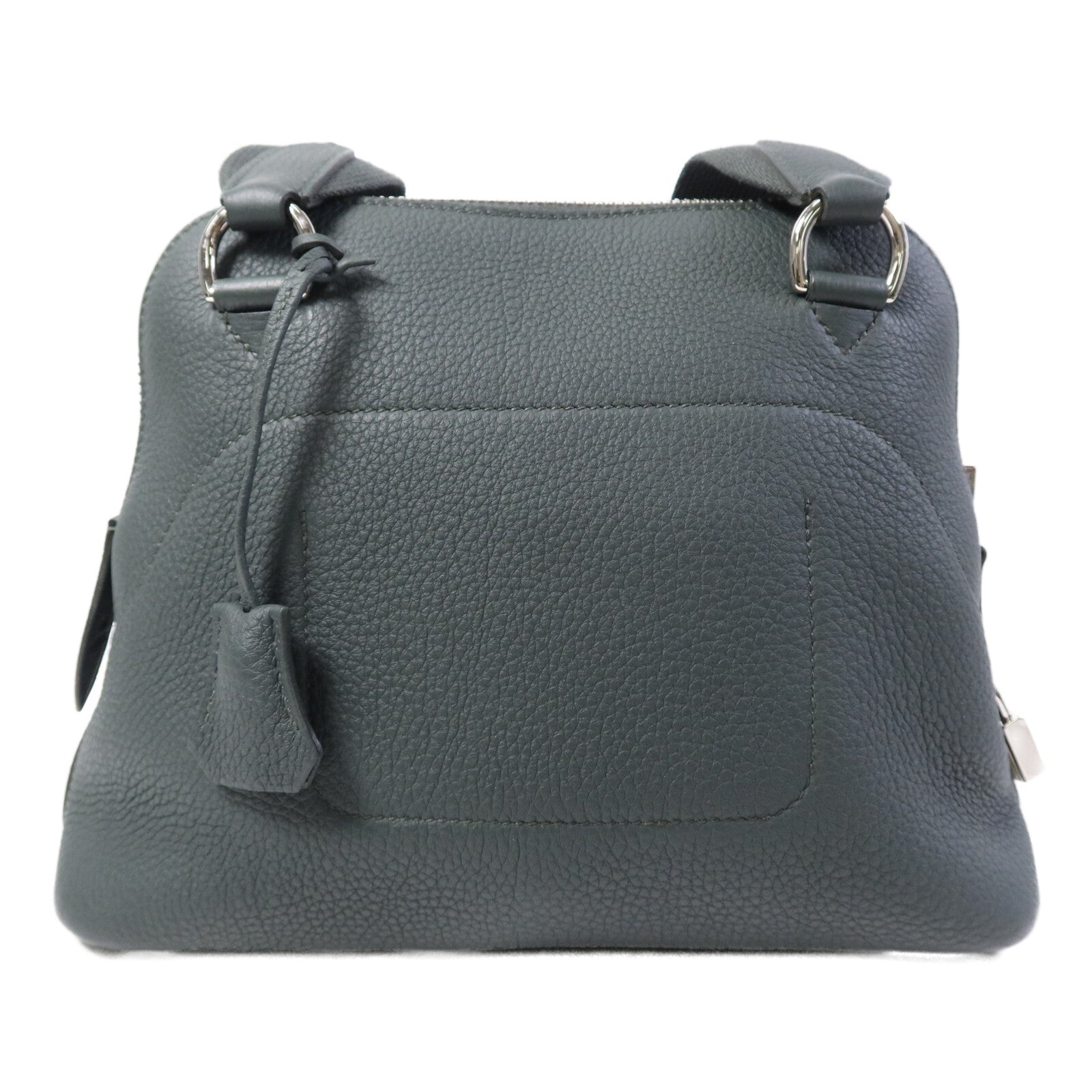 HERMES Togo皮革Bolide Messenger銀扣肩背袋Vert Mangrove