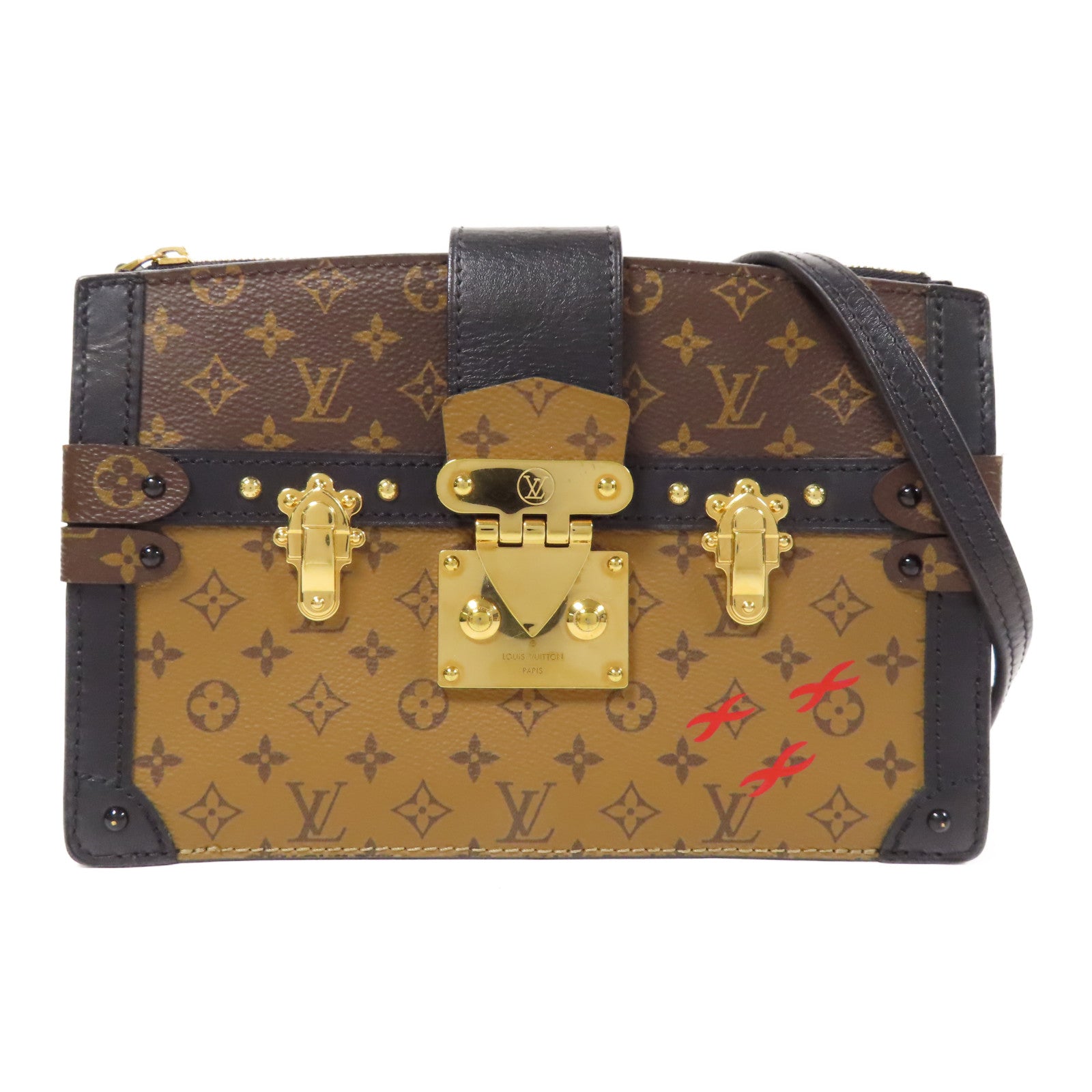 LOUIS VUITTON LV GHW Trunk Clutch Shoulder Bag M43596 Monogram Reverse Brown