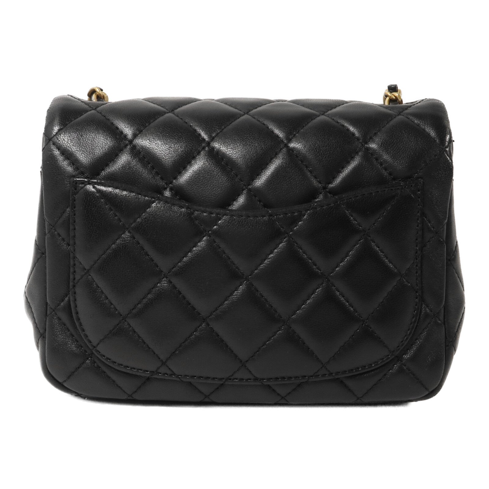 CHANEL 羊皮皮革Mini Classic 17 Gold Ball鏈帶肩背袋