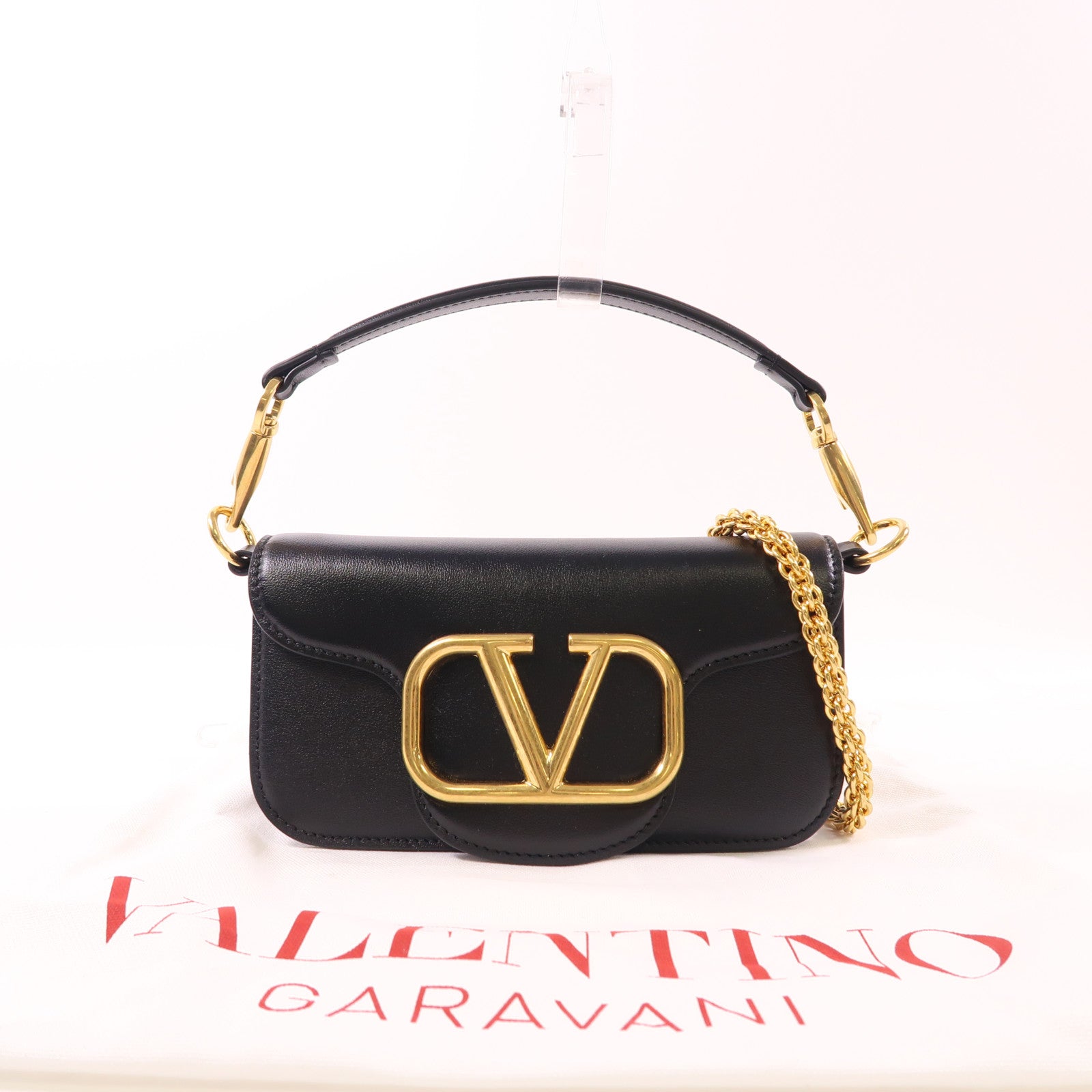 Valentino 牛皮皮革Loco Logo Plaque Small Shoulder Bag金扣手挽肩背兩用袋