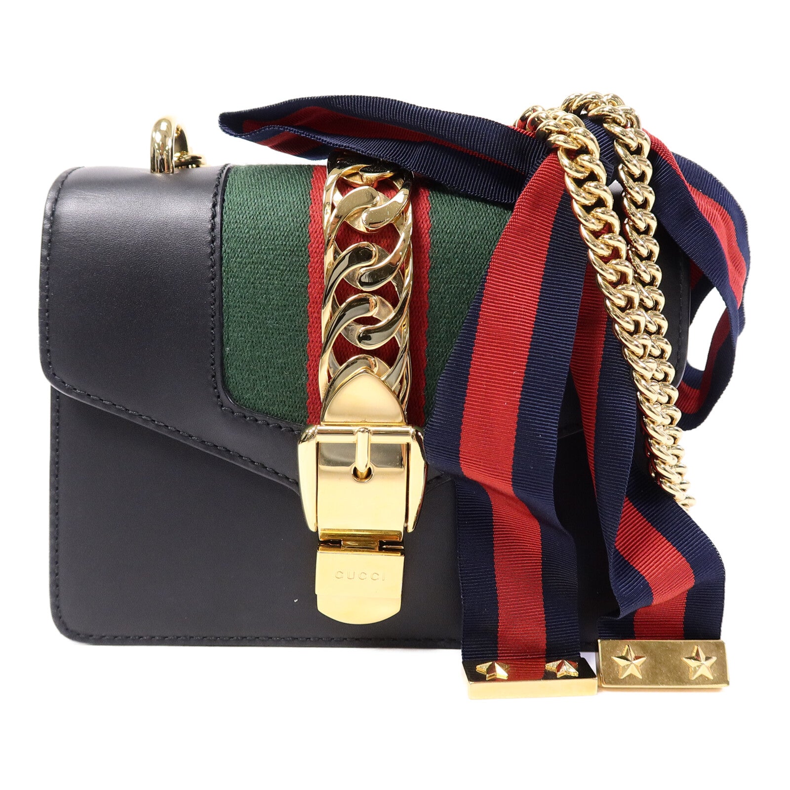 GUCCI 牛皮皮革Sylvie鏈帶肩背袋