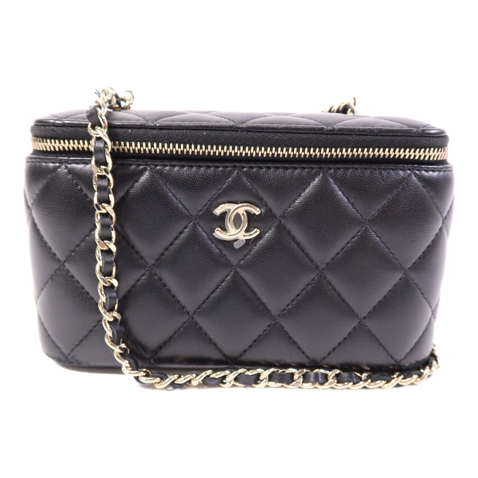 CHANEL 羊皮皮革Vanity Case金扣鏈帶肩背袋