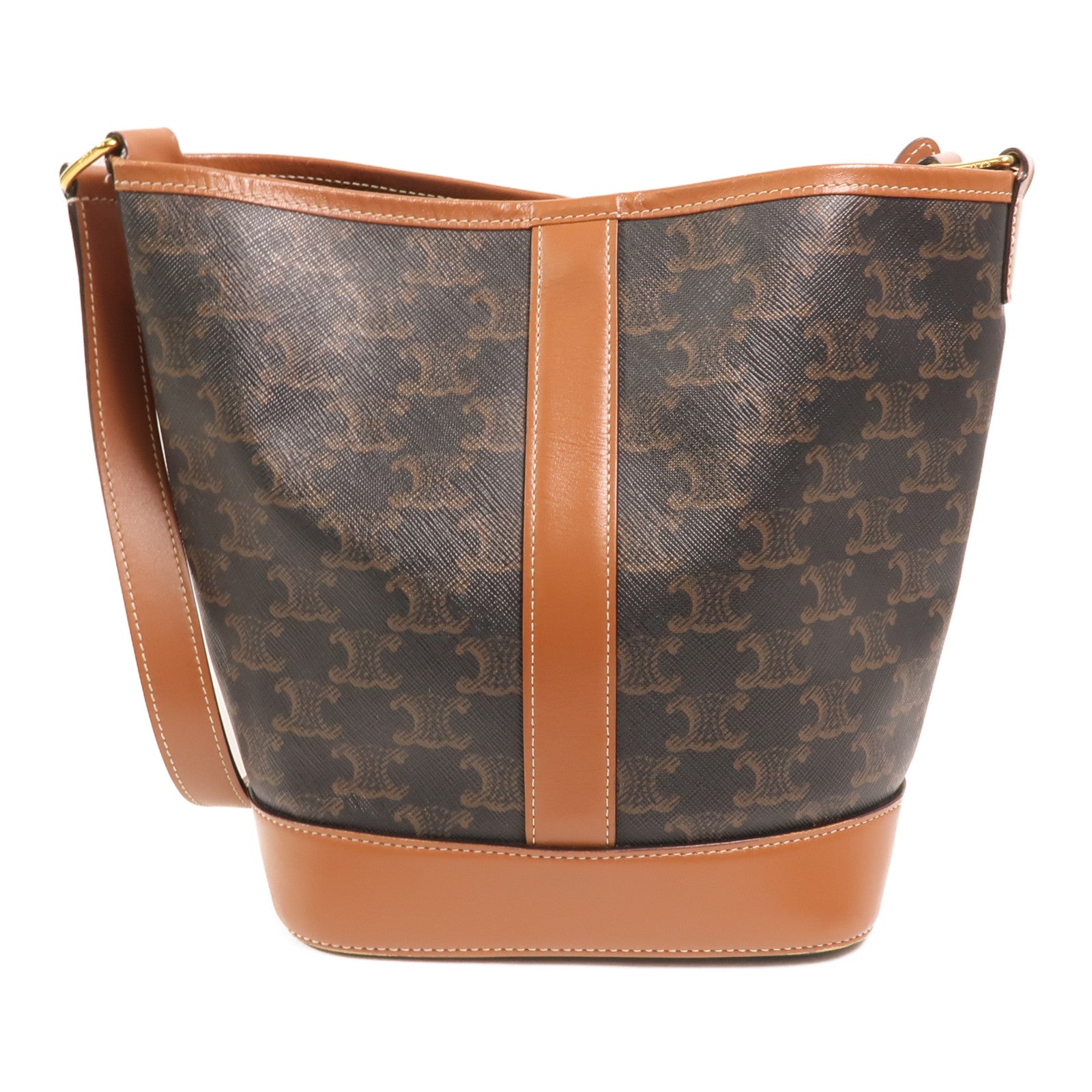 CELINE 塗層帆布Triomphe Small Bucket Bag金扣肩背袋