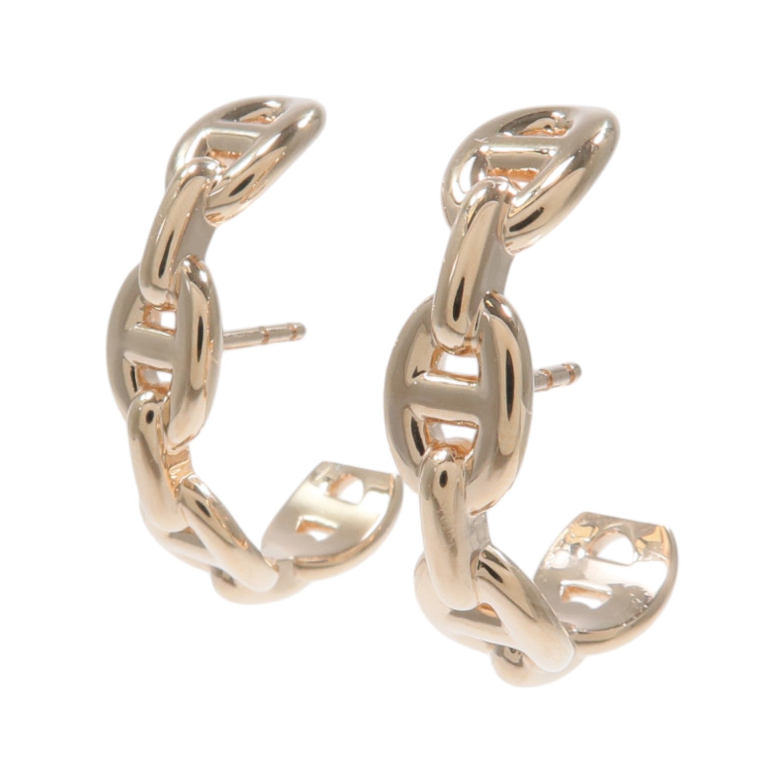 HERMES 18K玫瑰金Chaine D'aucre Enchainee耳環
