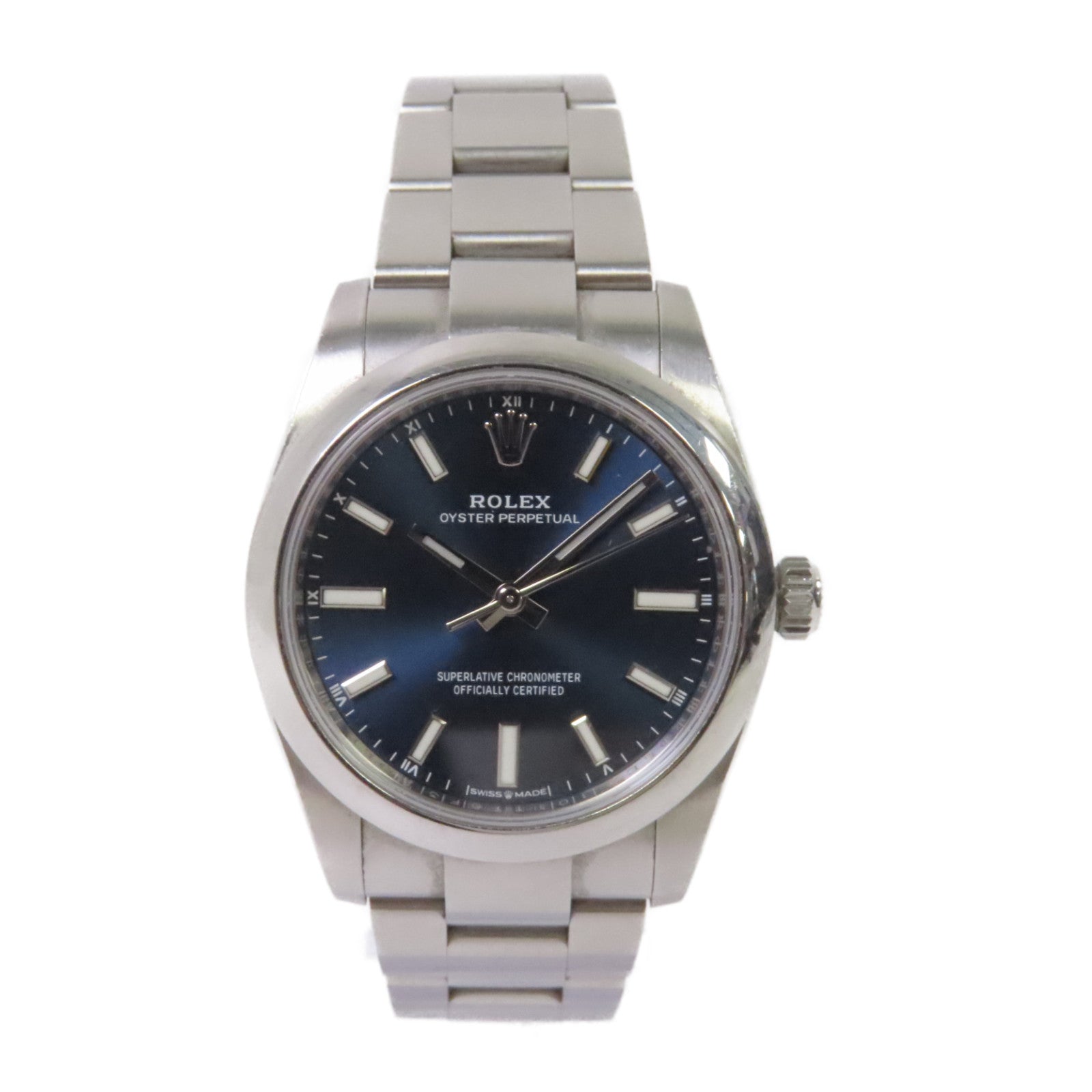 ROLEX Oyster Perpetual 34mm Watch不鏽鋼自動機芯手錶寶藍色