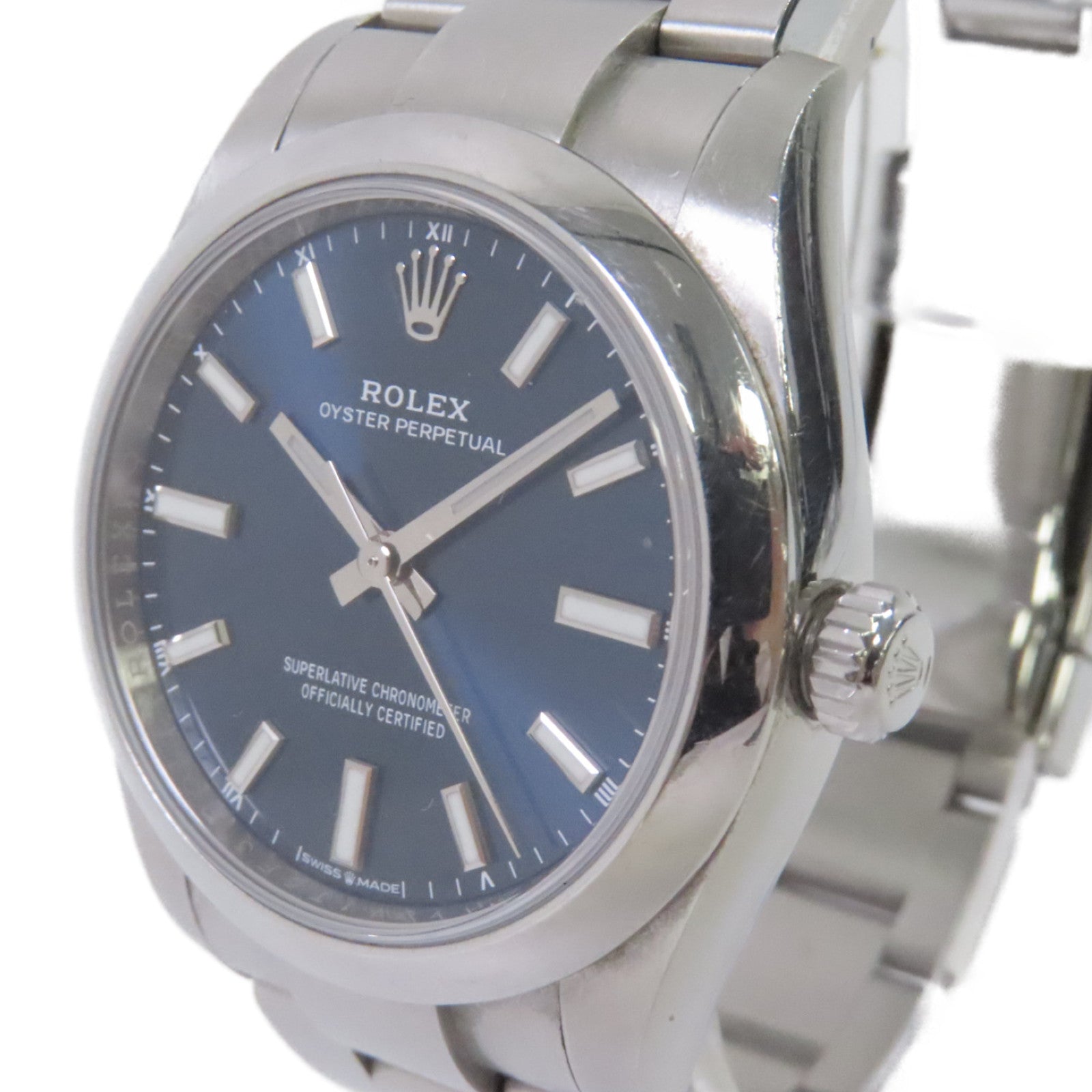 ROLEX Oyster Perpetual 34mm Watch不鏽鋼自動機芯手錶寶藍色