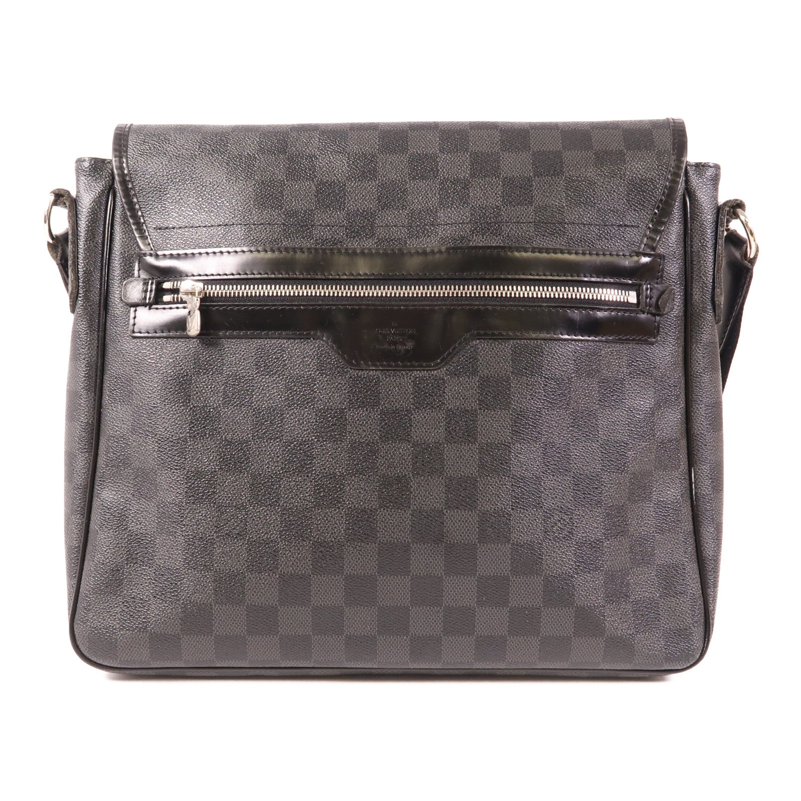 LOUIS VUITTON Damier Graphite Daniel MM銀扣肩背袋