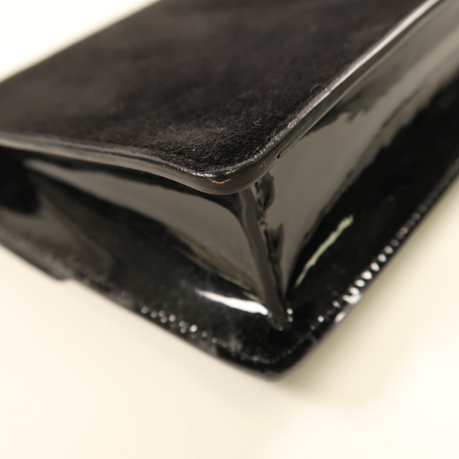 Delvaux 皮革/絨布Hand Bag銀扣手拿包黑色