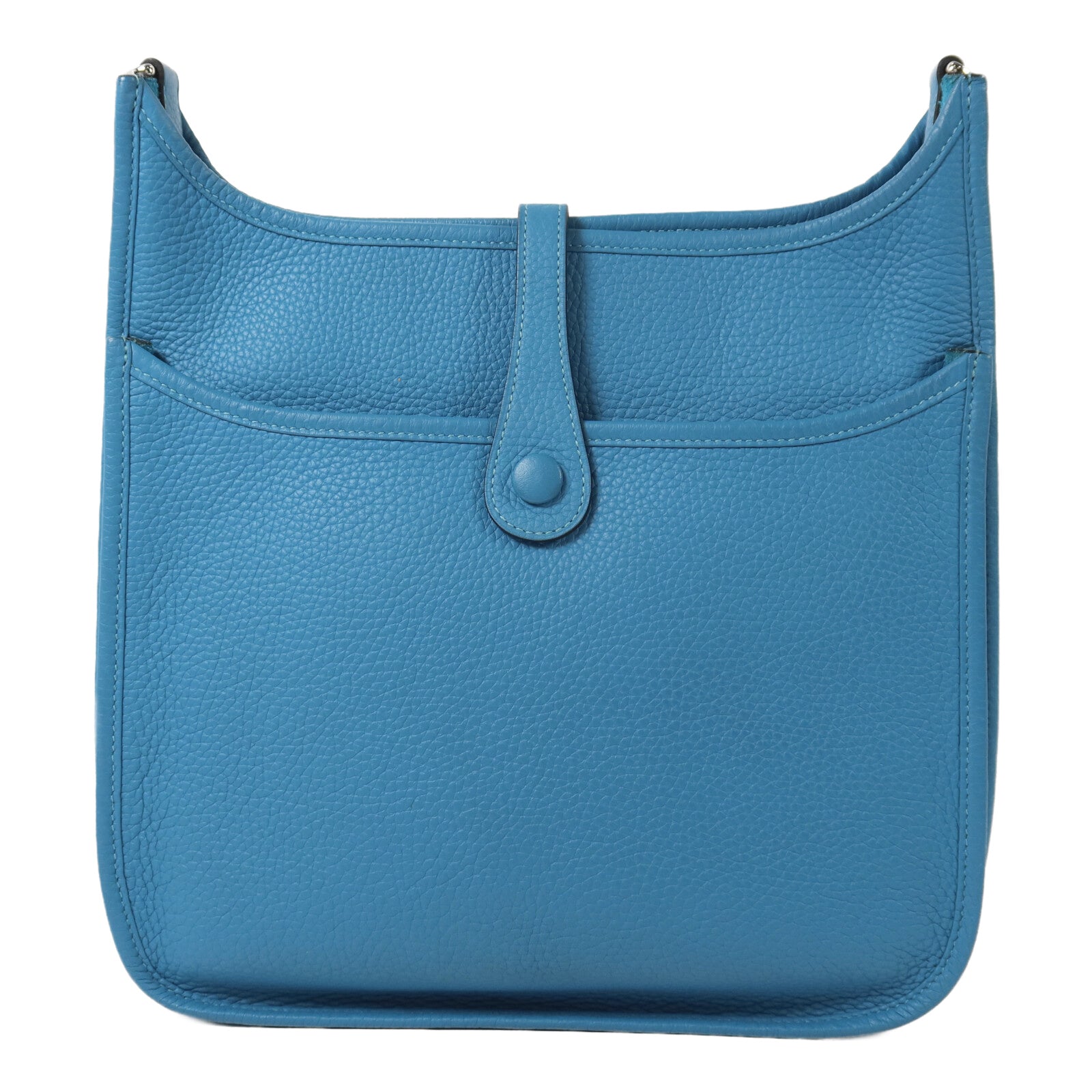 HERMES Clemence皮革Evelyne PM肩背袋Bleu Izmir