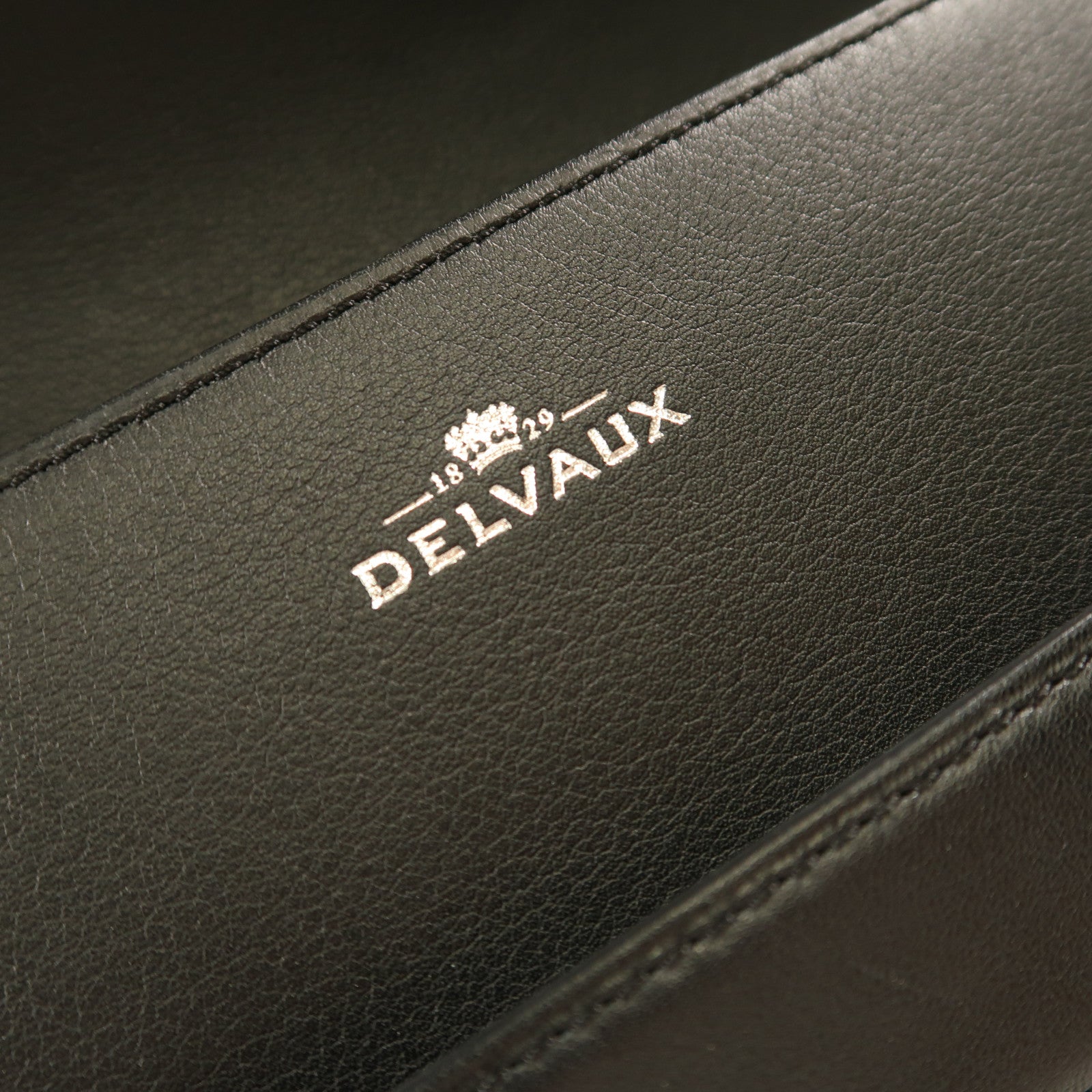 Delvaux 皮革/絨布Hand Bag銀扣手拿包黑色