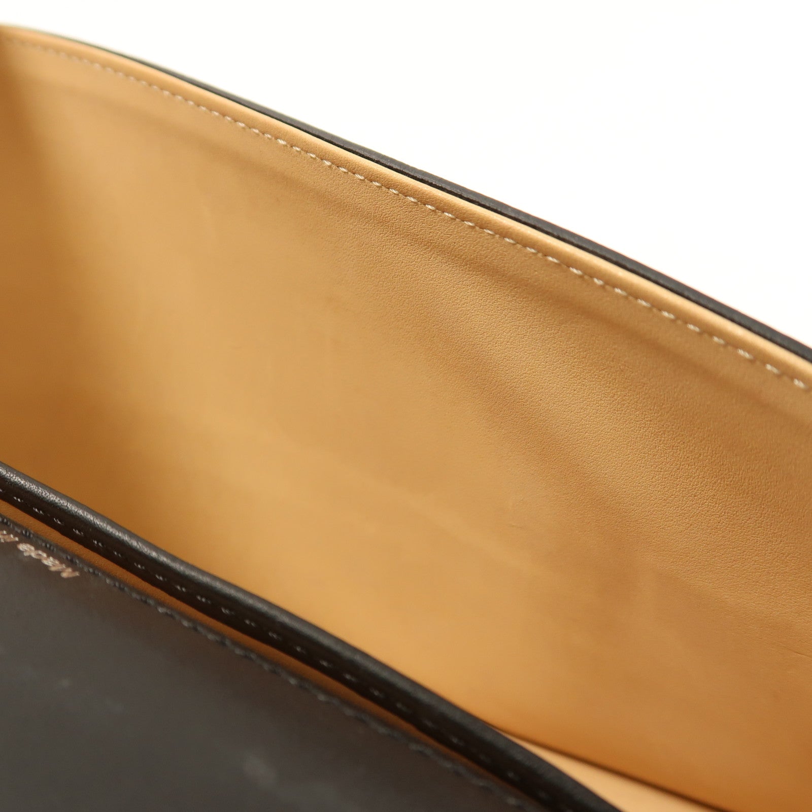 Delvaux 皮革/絨布Hand Bag銀扣手拿包黑色