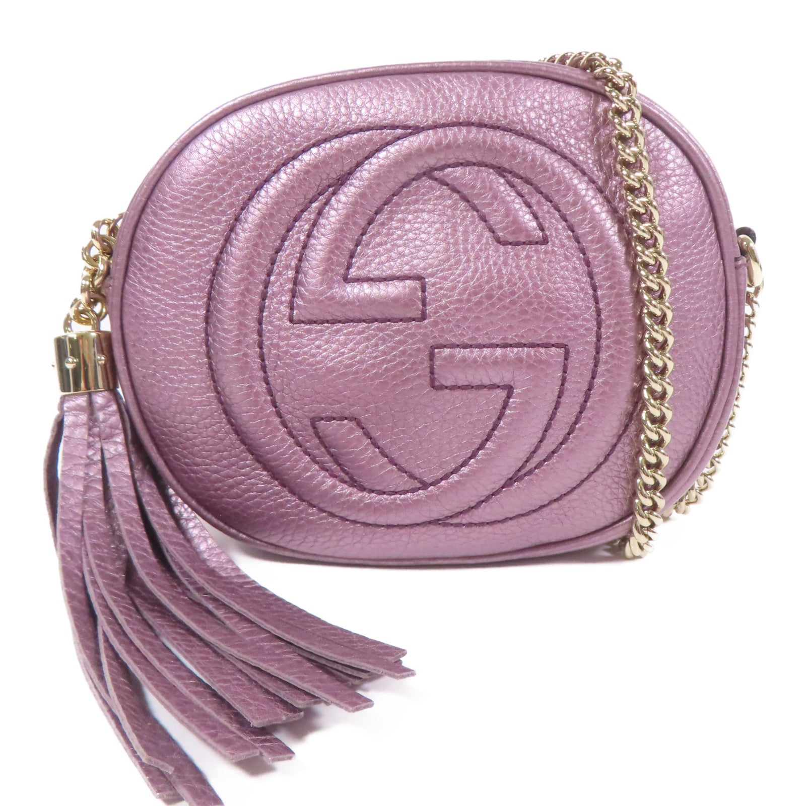 GUCCI GG GHW Chain Shoulder Bag 353965 Leather Purple