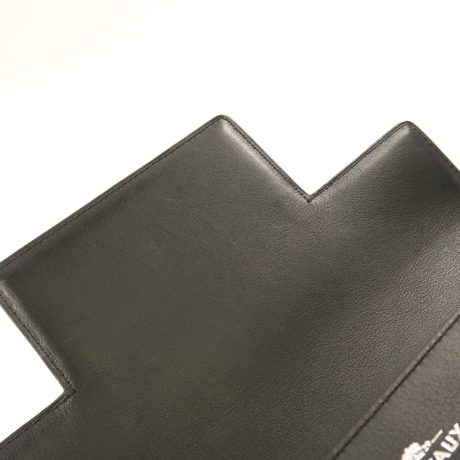 Delvaux 皮革/絨布Hand Bag銀扣手拿包黑色