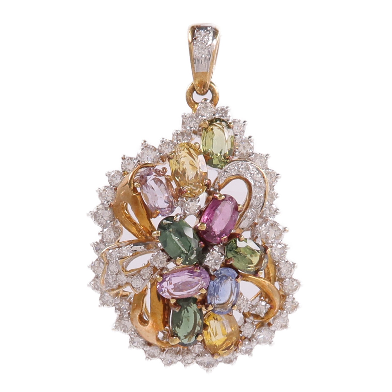 JEWELRY 18K黃金/白金Diamond Color Stone Pendant Top鑽石/彩色寶石吊墜
