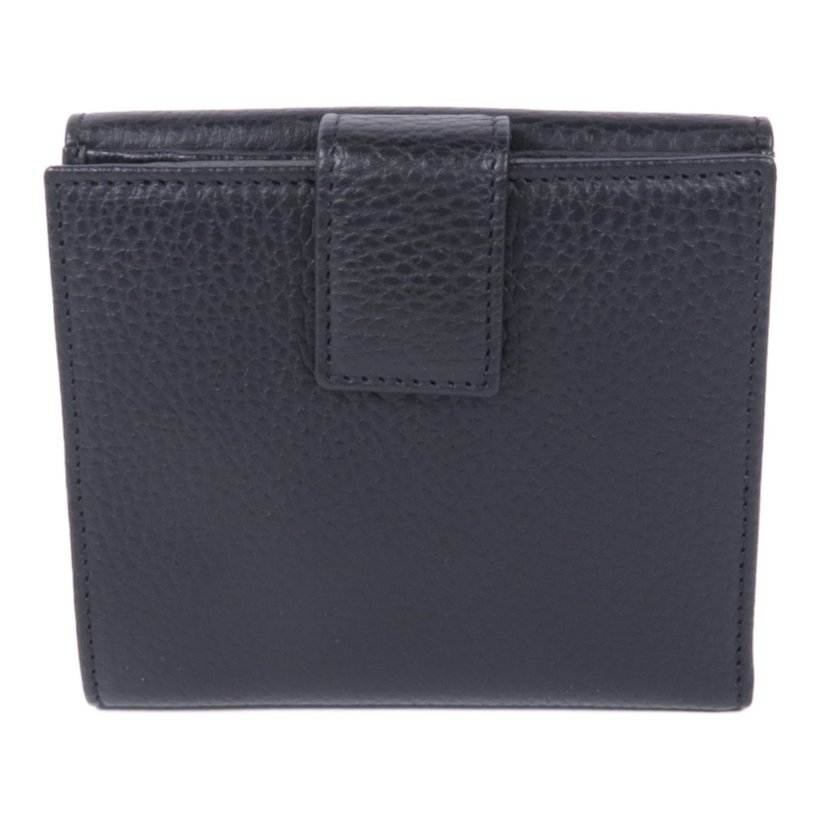 GUCCI GG GHW Wallet 456122 Calfskin Leather Black