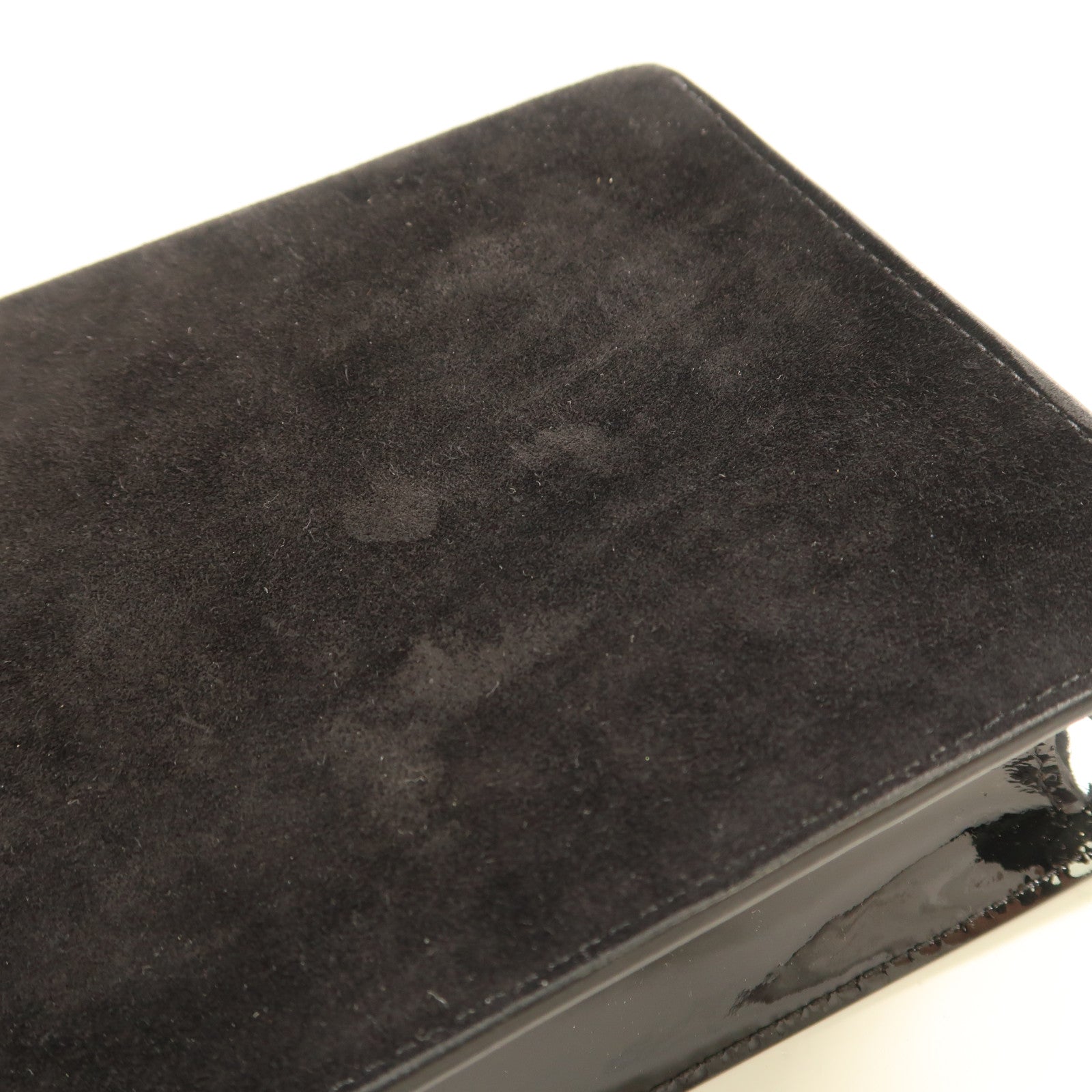 Delvaux 皮革/絨布Hand Bag銀扣手拿包黑色