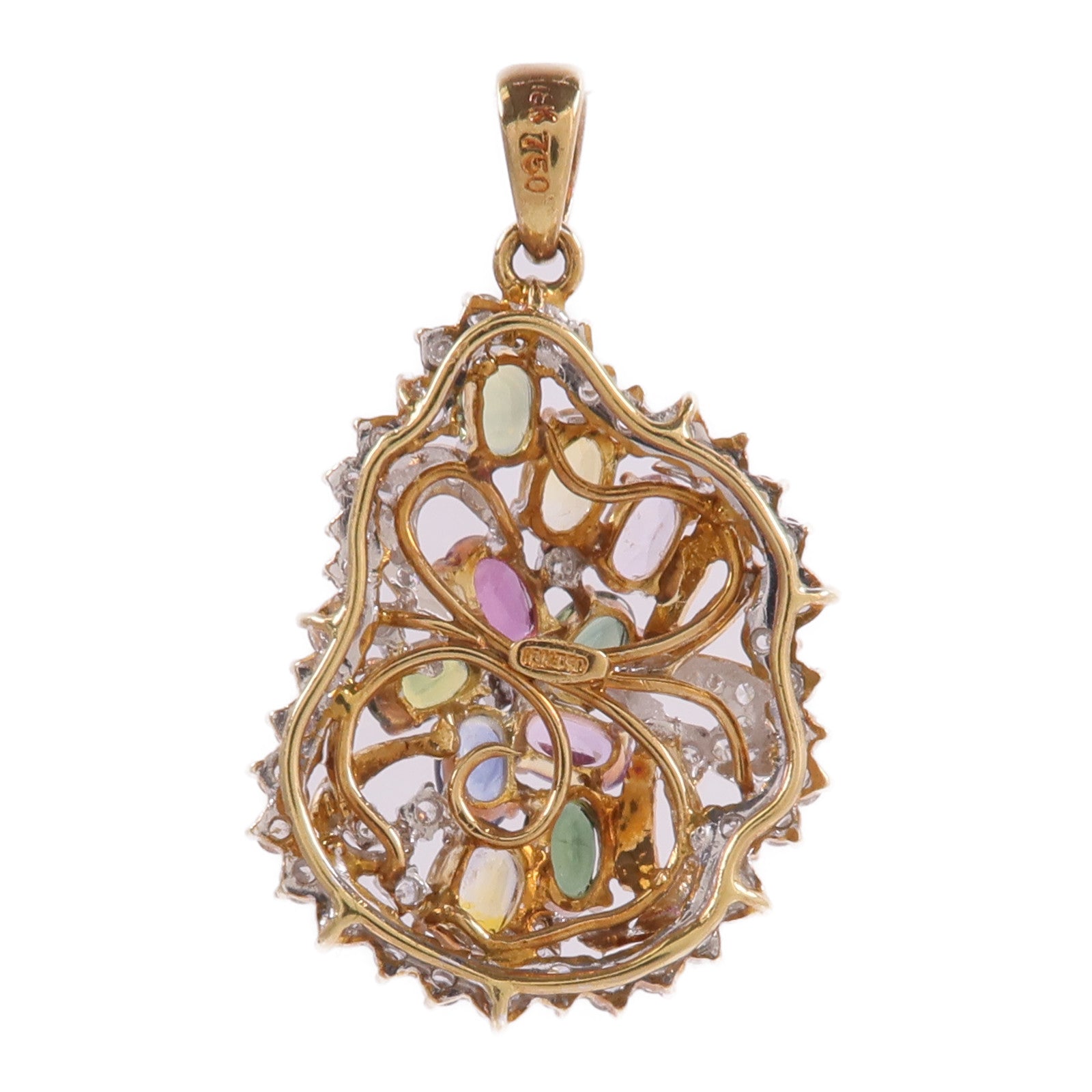 JEWELRY 18K黃金/白金Diamond Color Stone Pendant Top鑽石/彩色寶石吊墜