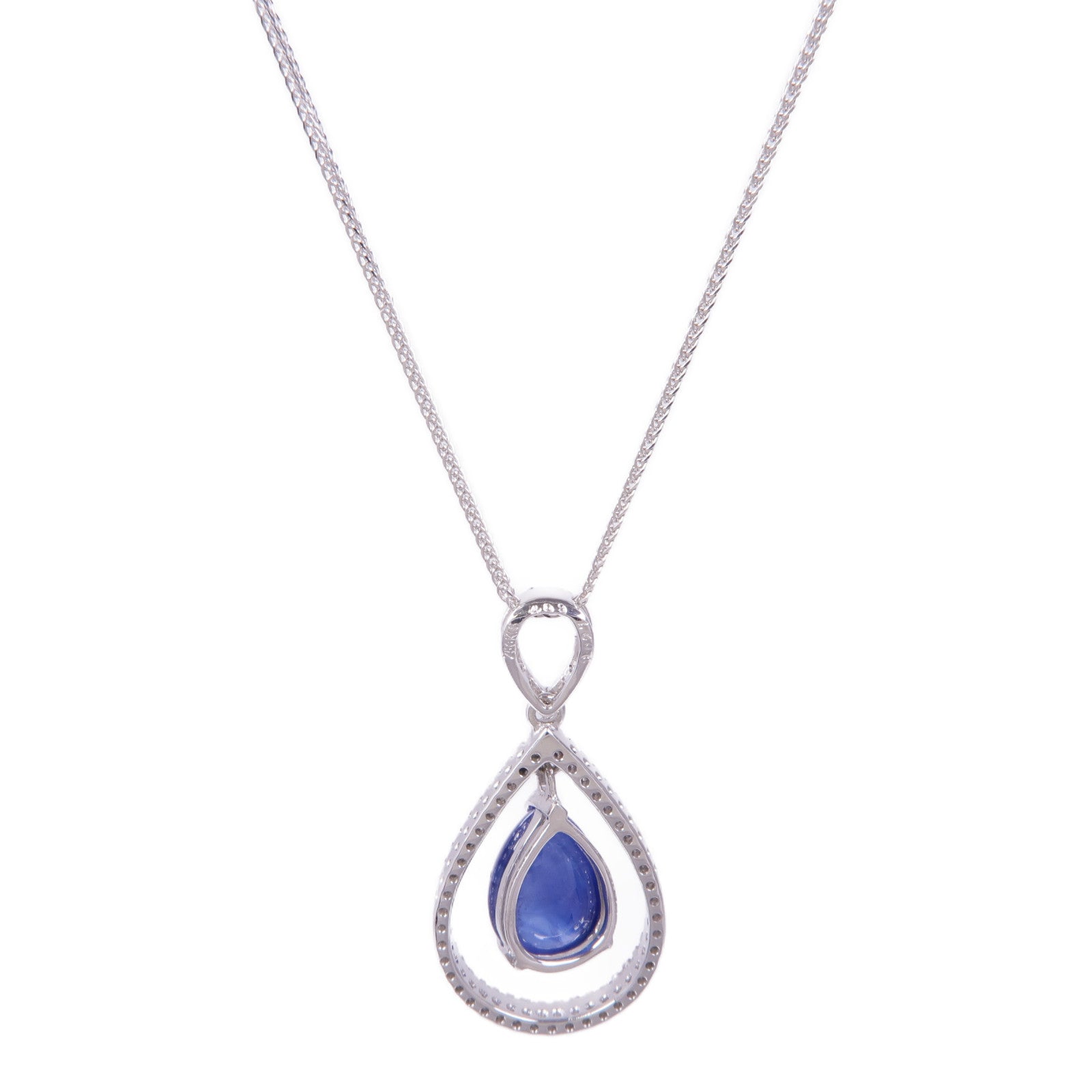 JEWELRY Sapphire Diamond Necklace 18K White Gold