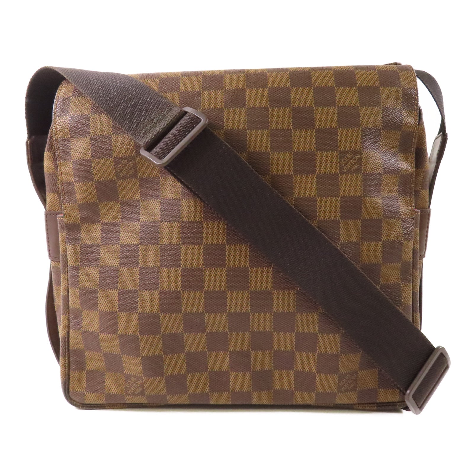 LOUIS VUITTON 【激減優惠】Damier Naviglio金扣肩背袋棕色